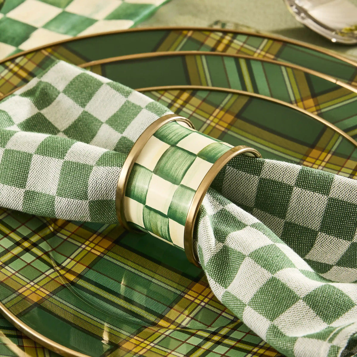 Courtly Check Napkin Rings, Set of 4