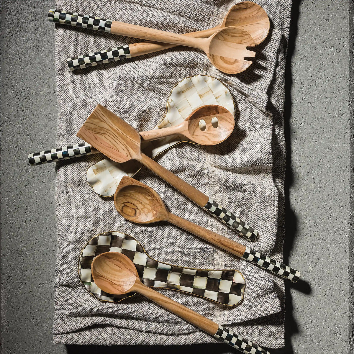 Violet Check Ceramic Spoon Rest