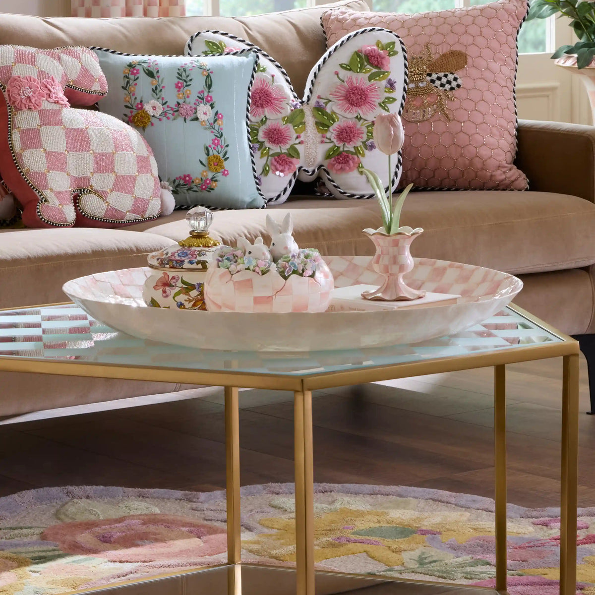 Rosy Check Capiz Decorative Bowl