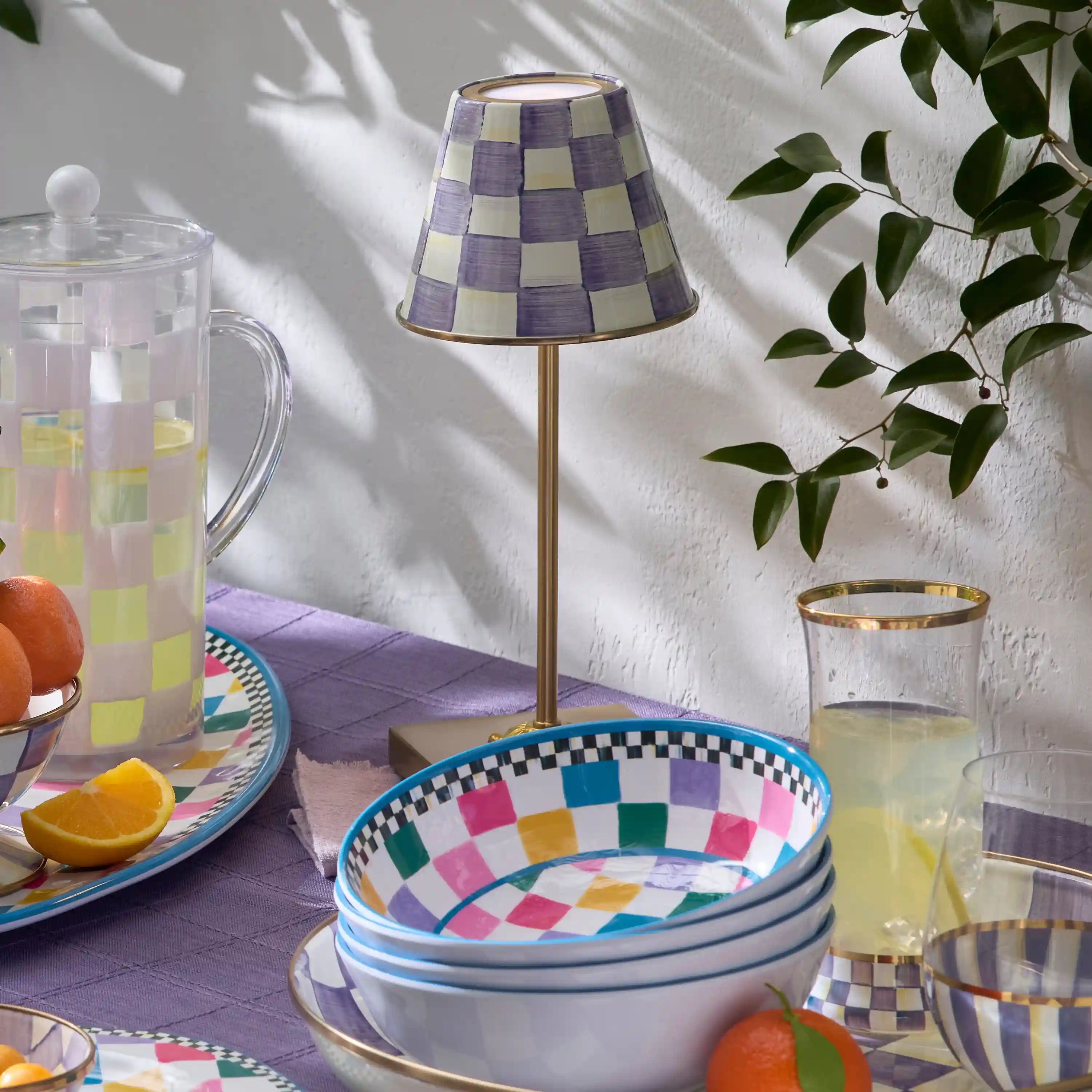 Courtly Check LED Rechargeable Cafe Table Lamp