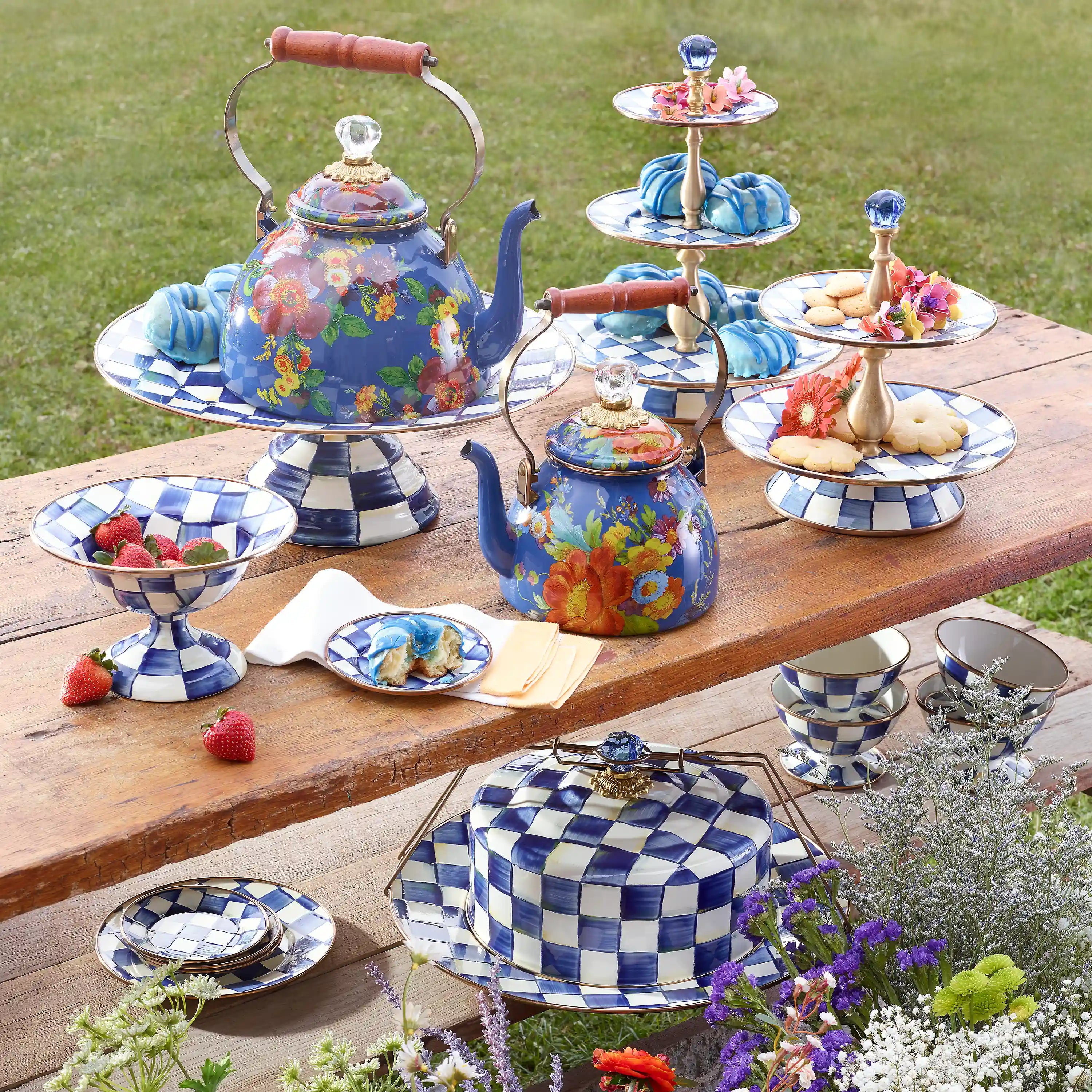 Violet Check Three Tier Sweet Stand