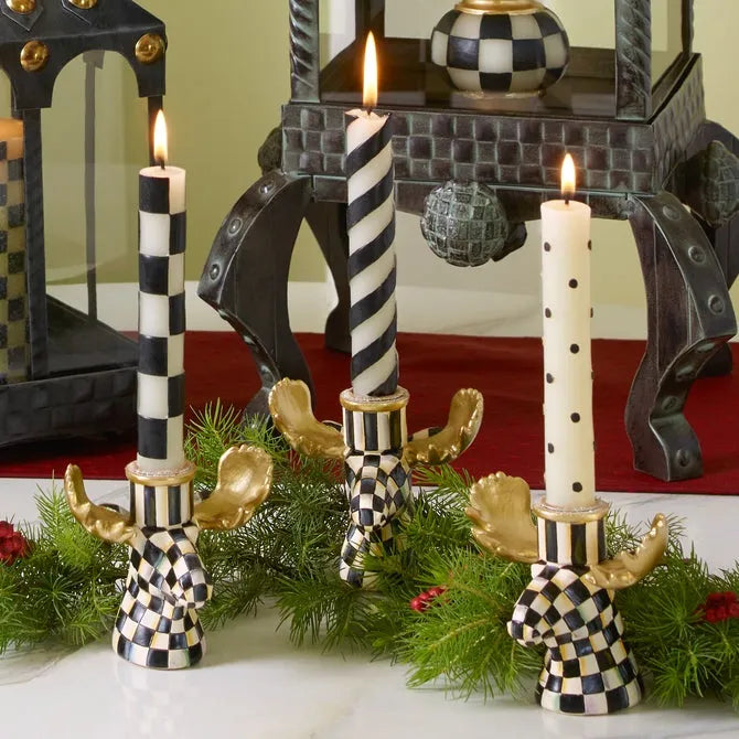 Courtly Check Moose Candlesticks - Set of 2