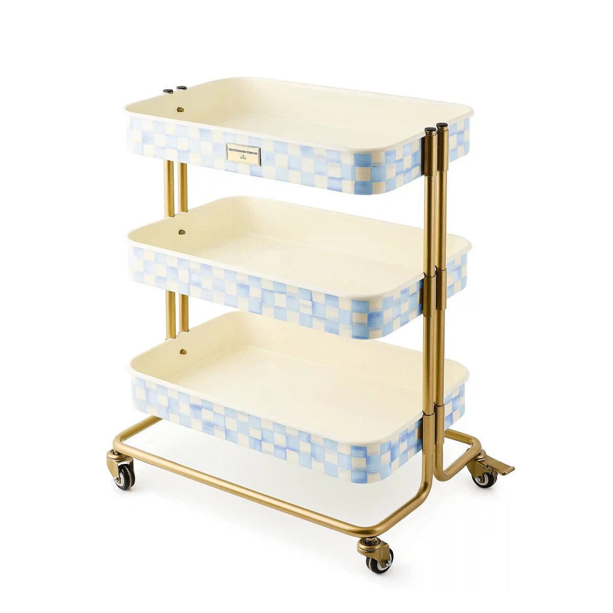 Mocha Check 2-Tier Kitchen Cart