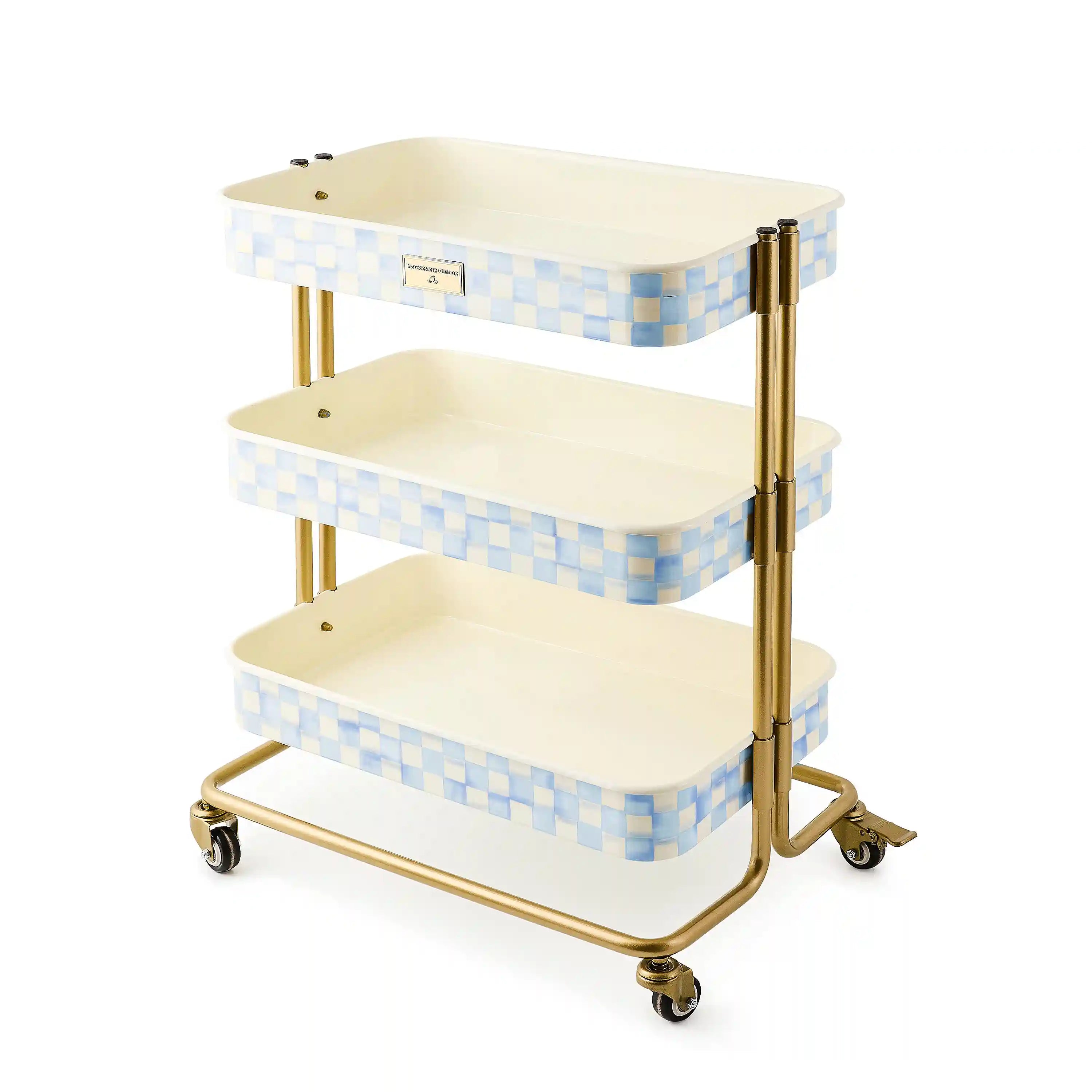 Violet Check 2-Tier Kitchen Cart