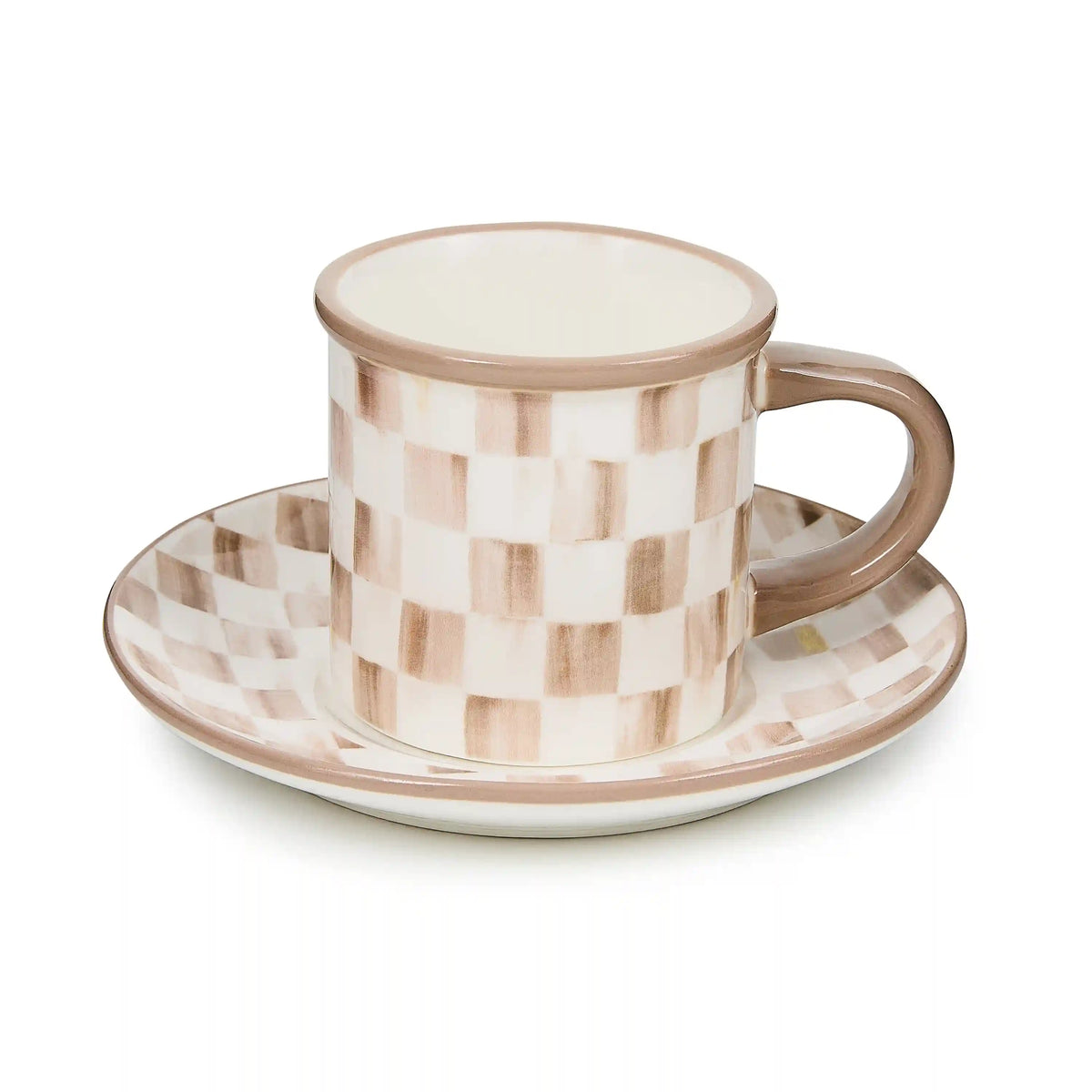 Sterling Check Espresso Cup & Saucer, Set of 2