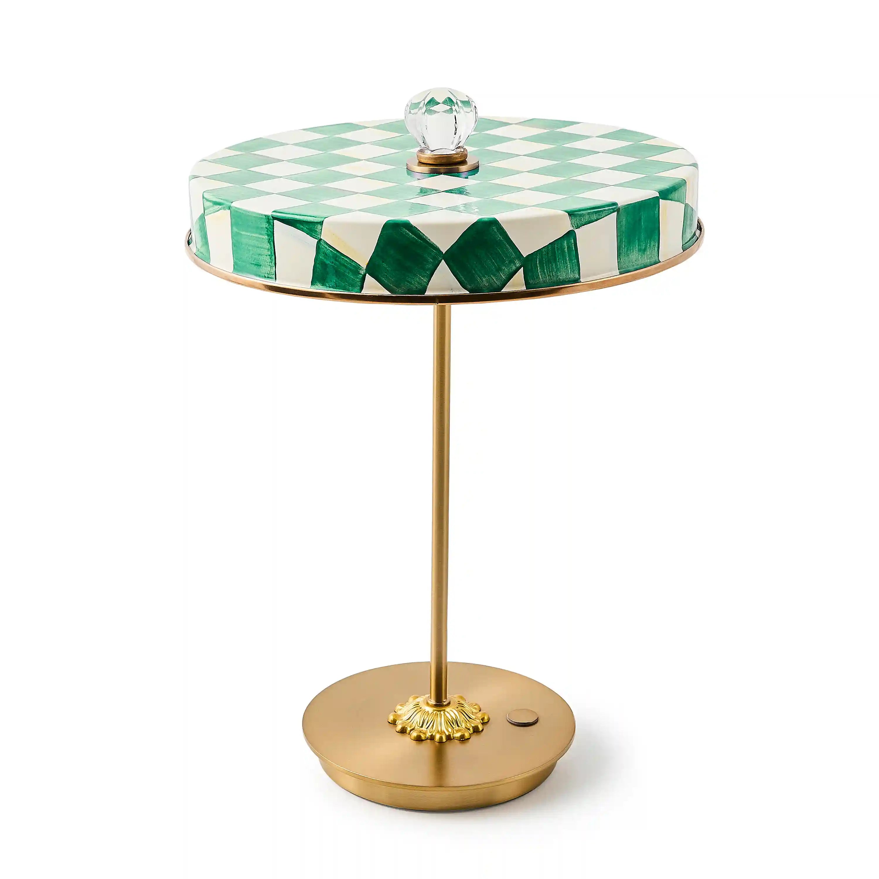 Violet Check LED Rechargeable Disk Table Lamp