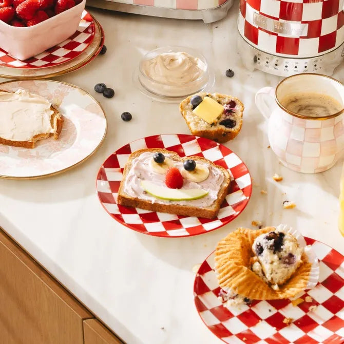 Cherry Check Salad Plates, Set of 4