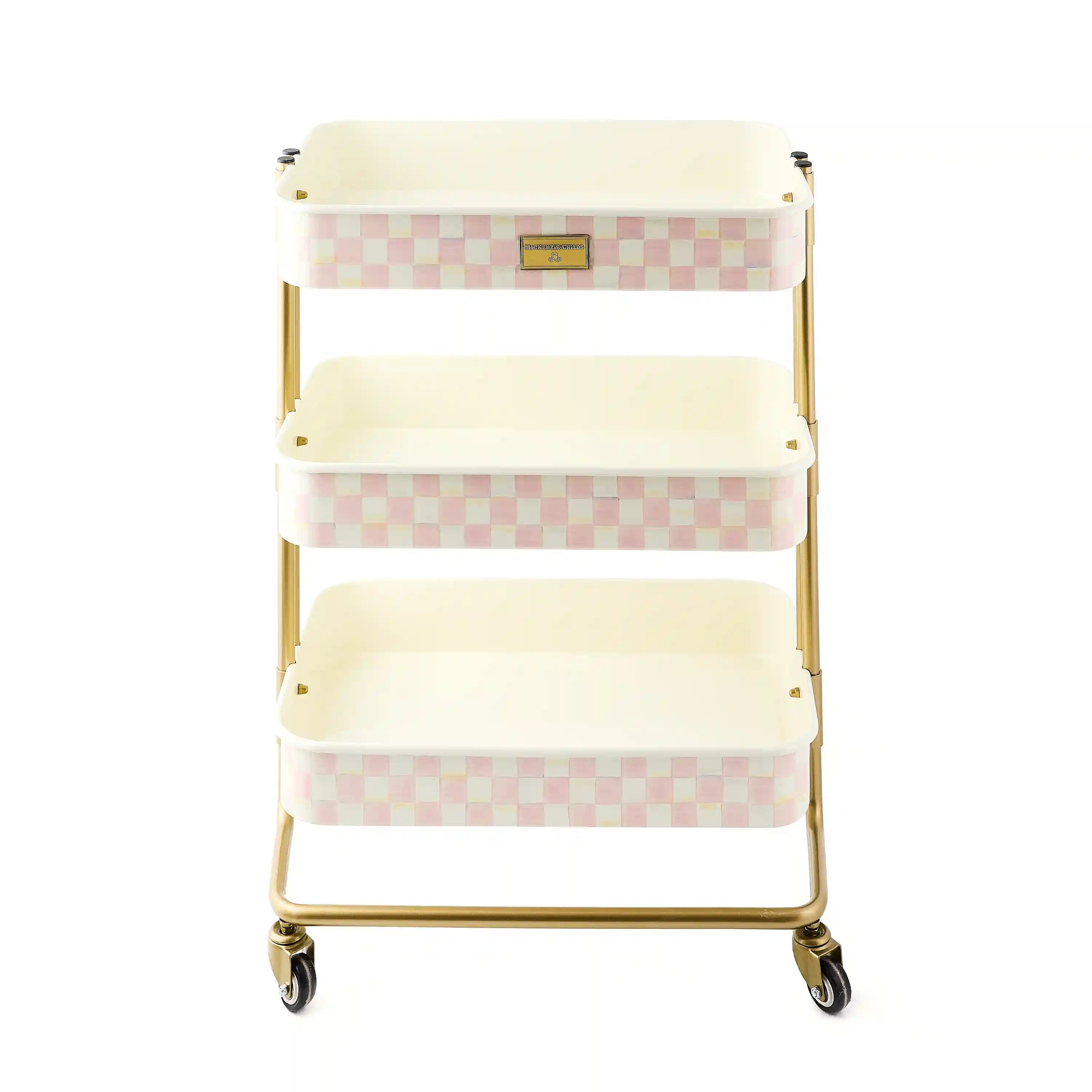 Violet Check 2-Tier Kitchen Cart