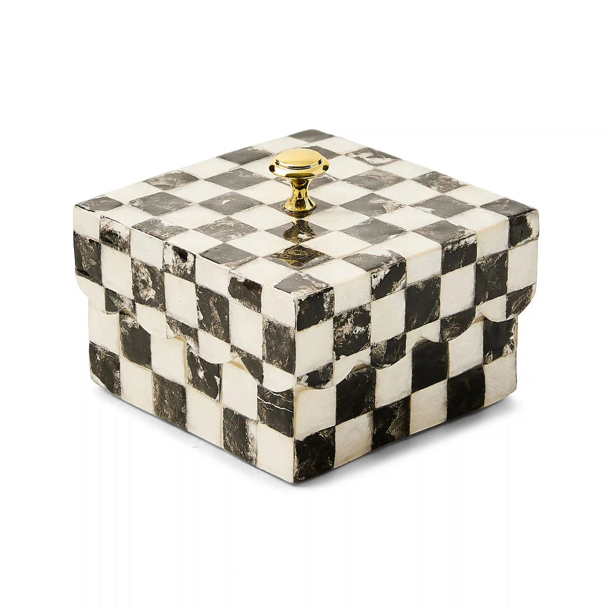Violet Check Capiz Scalloped Box