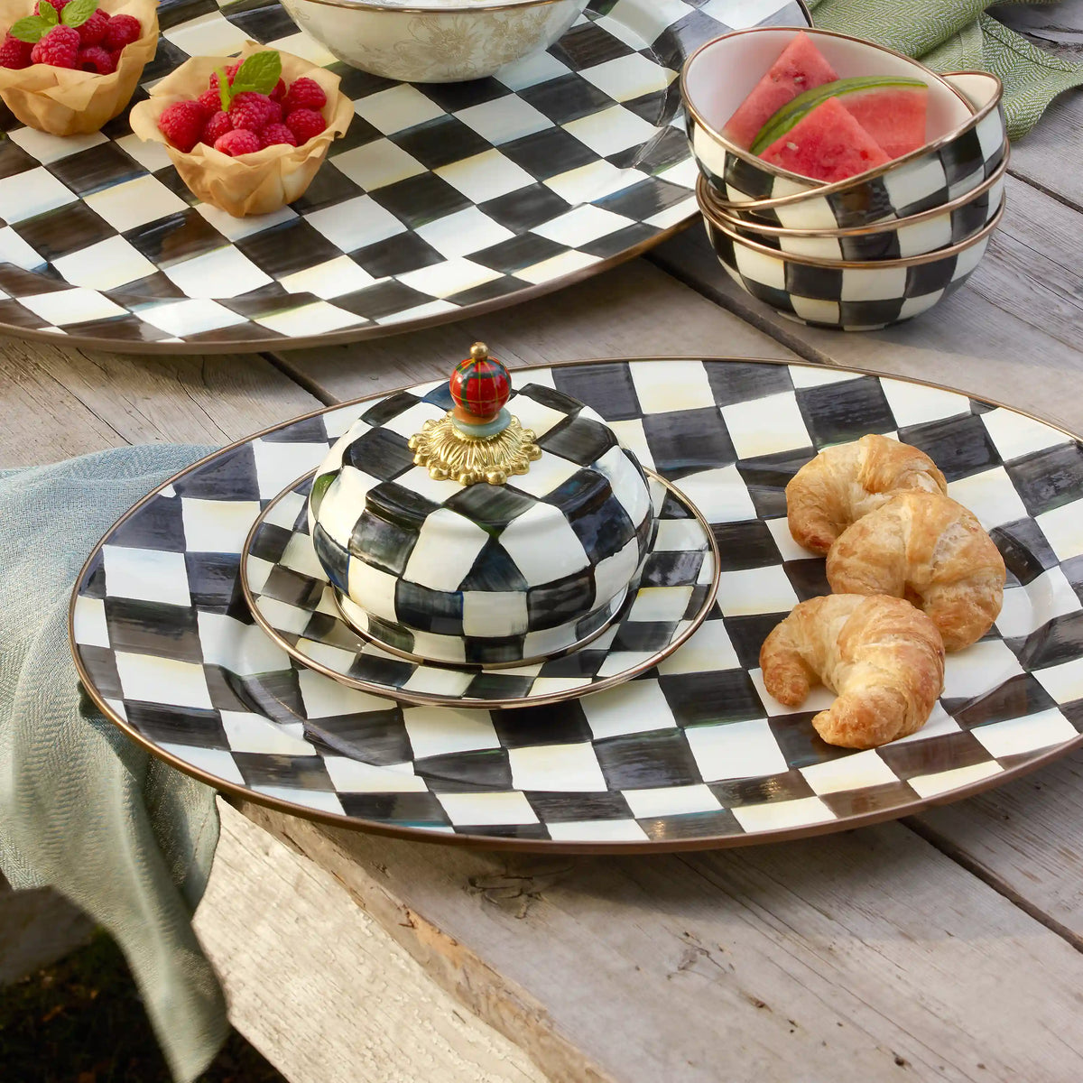 Emerald Check Large Oval Platter