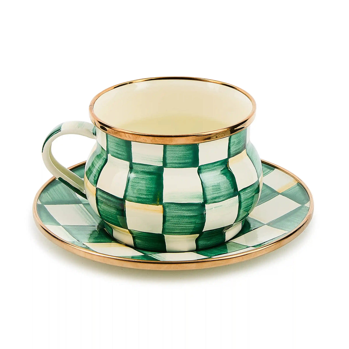 Mocha Check Teacup