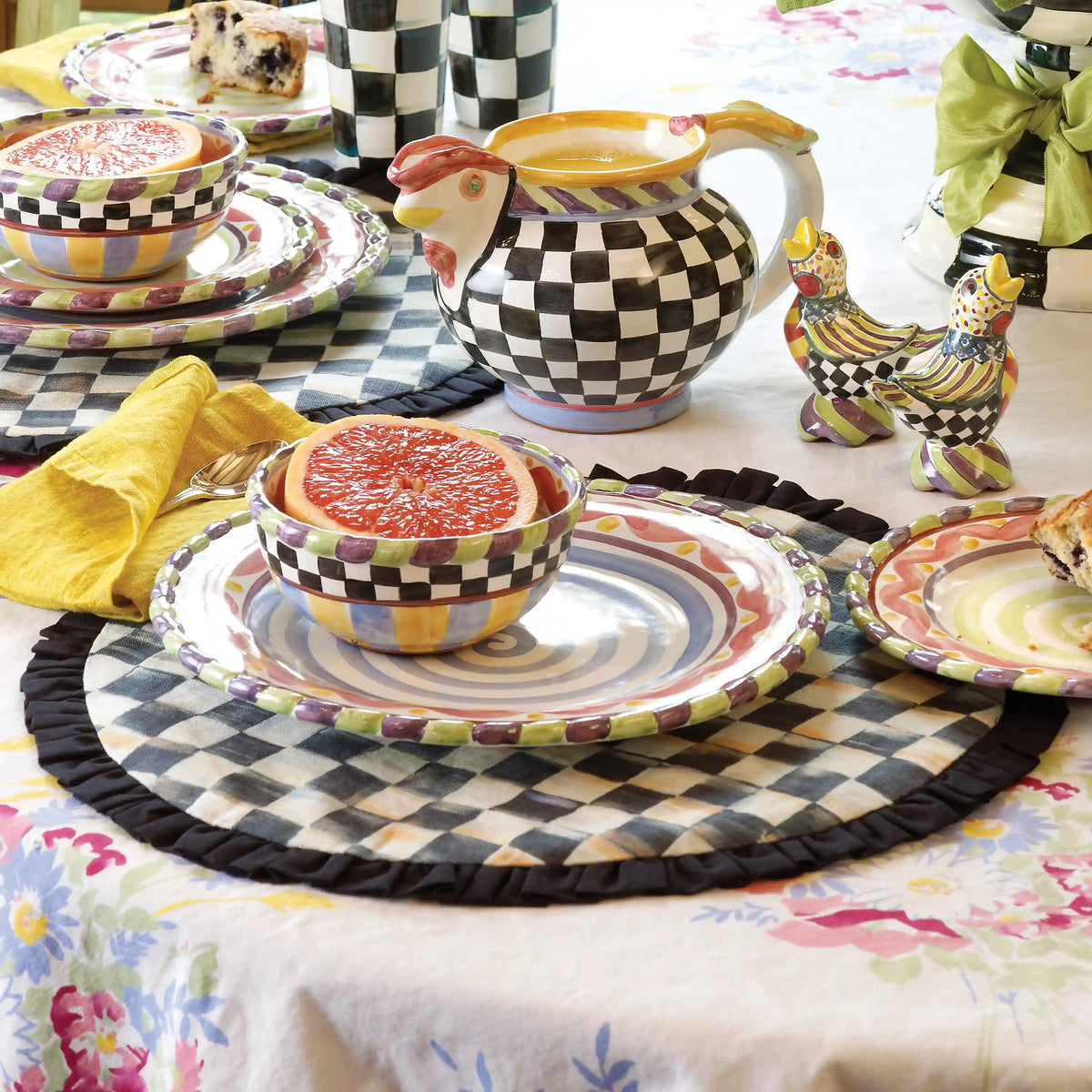 Mocha Check Round Placemat