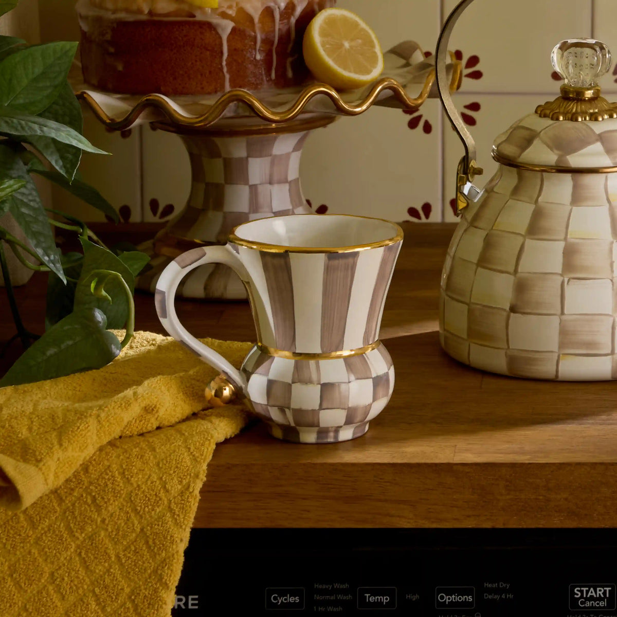 Violet Check Ceramic Mug