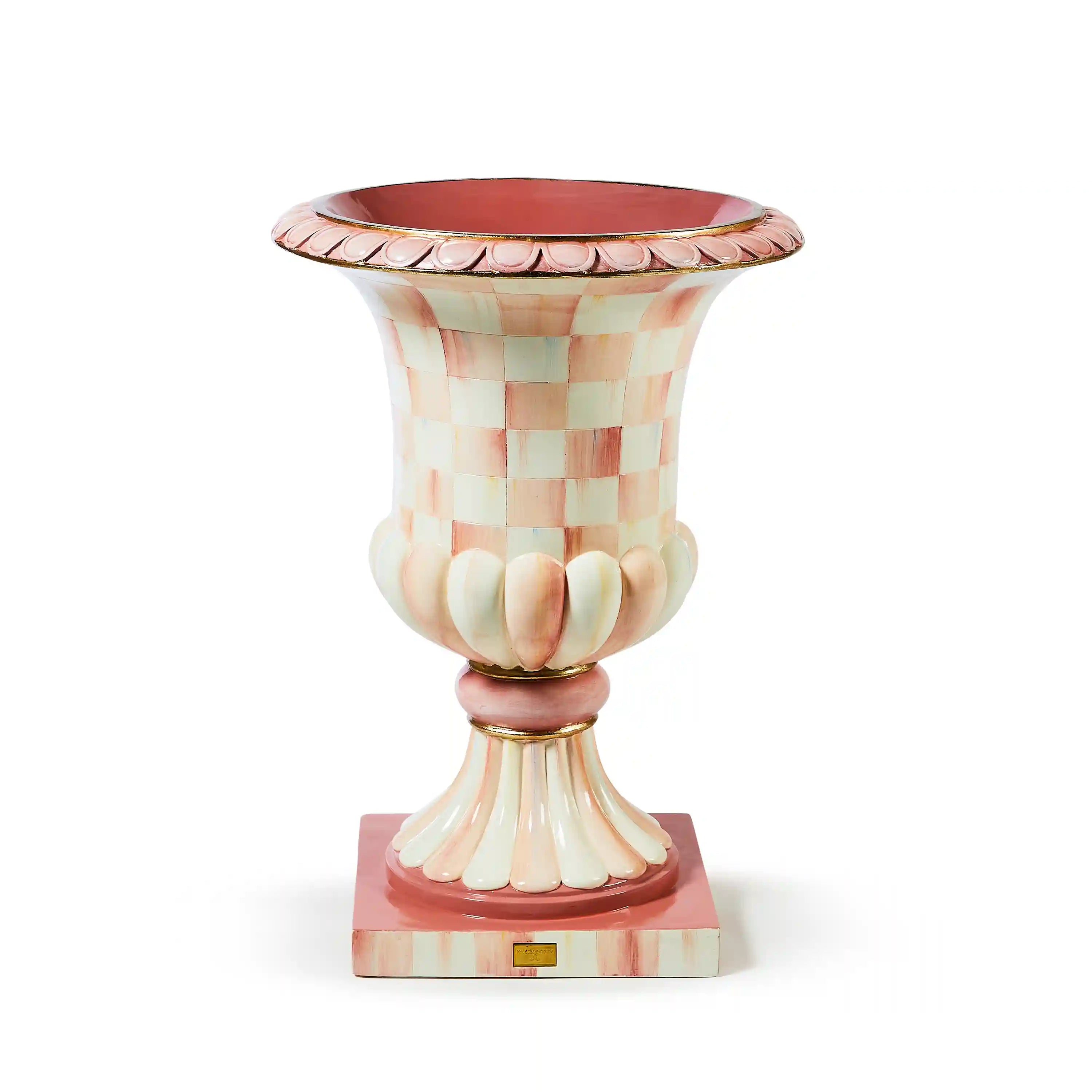 Mocha Check Pedestal Urn