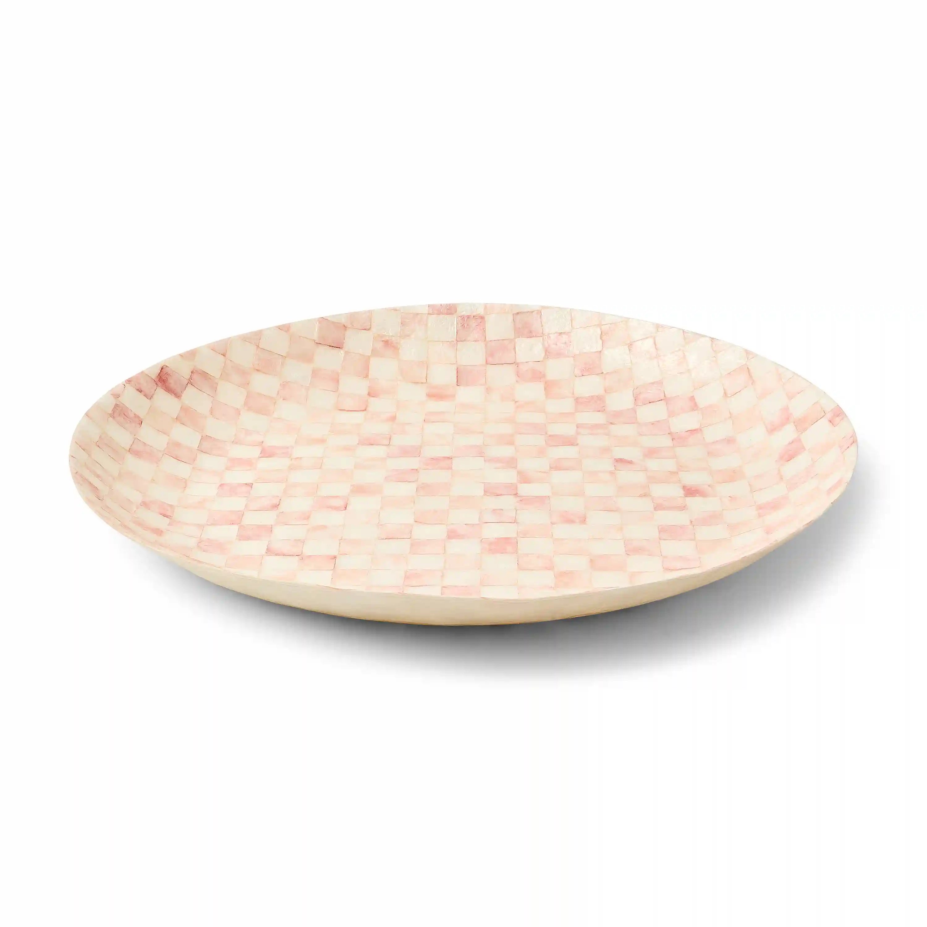 Violet Check Decorative Capiz Bowl