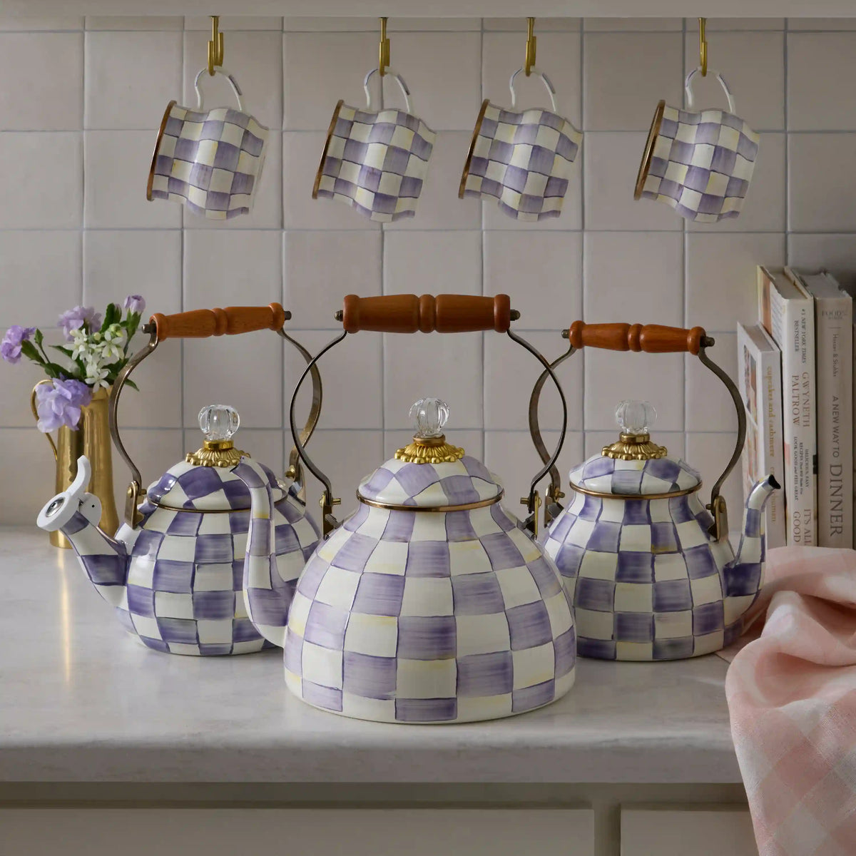 Violet Check 3 Quart Tea Kettle