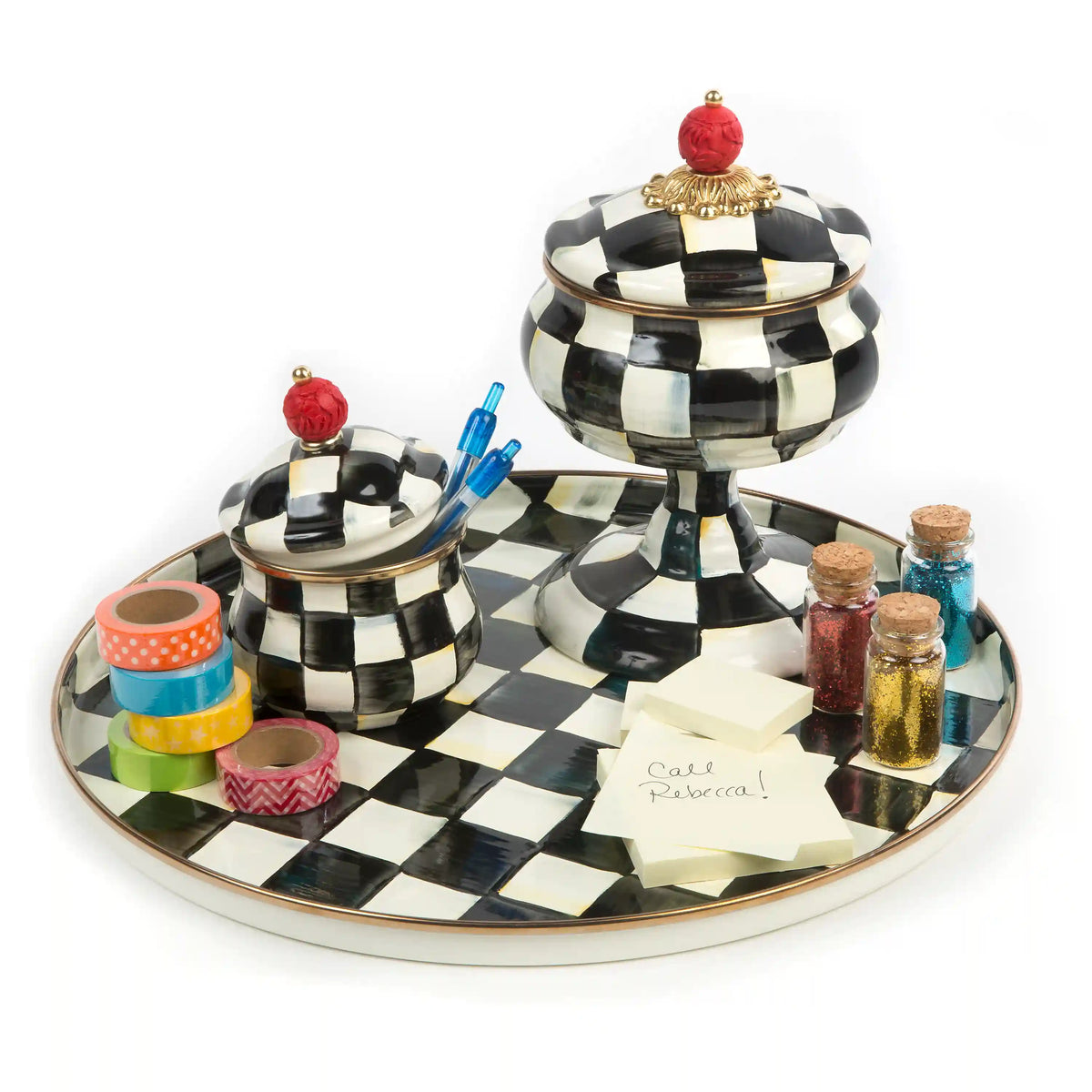Mocha Check Lidded Sugar Bowl