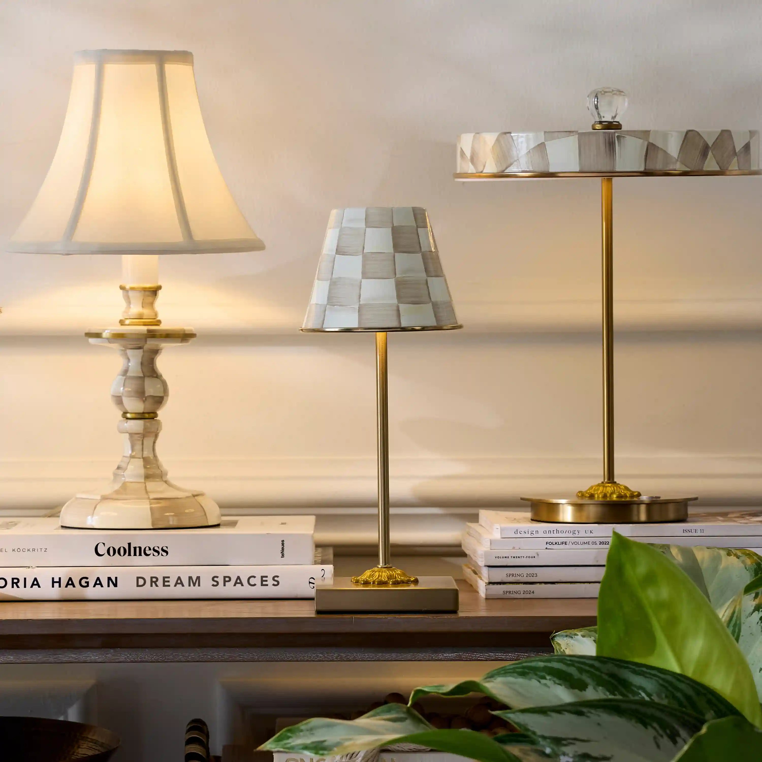 Courtly Check LED Rechargeable Cafe Table Lamp
