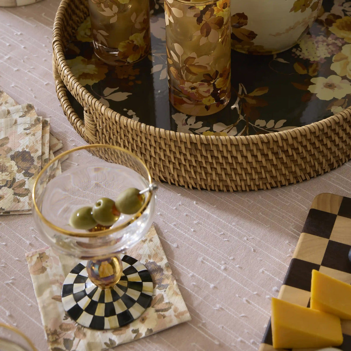 Sterling Check Cocktail Paper Napkins