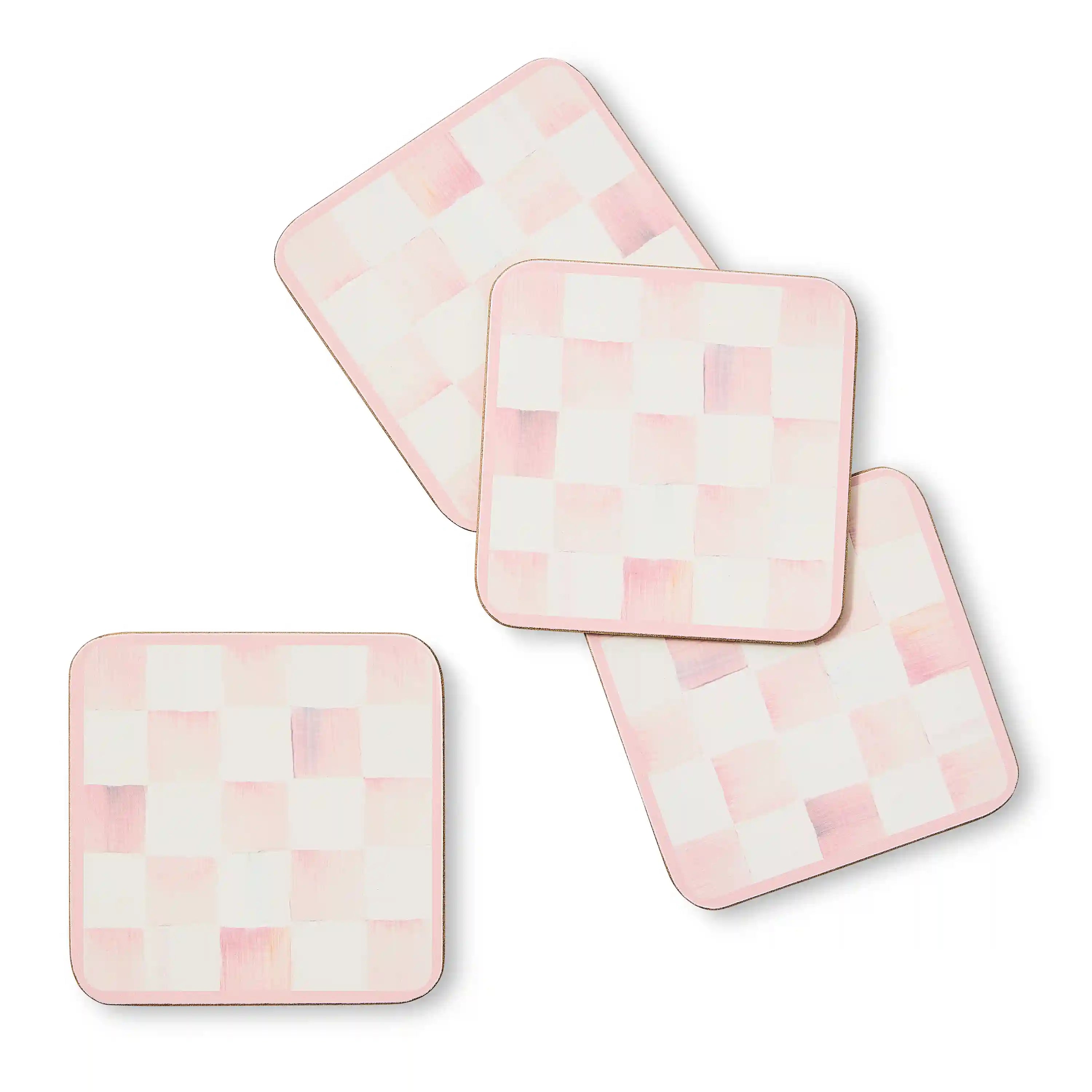 Rosy Check Cork Back Coasters, Set of 4
