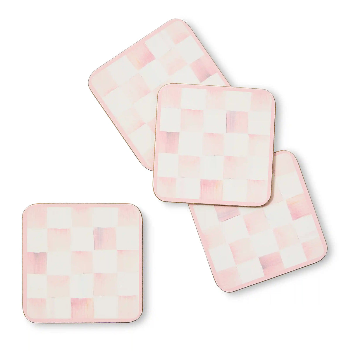 Sterling Check Cork Back Coasters, Set of 4