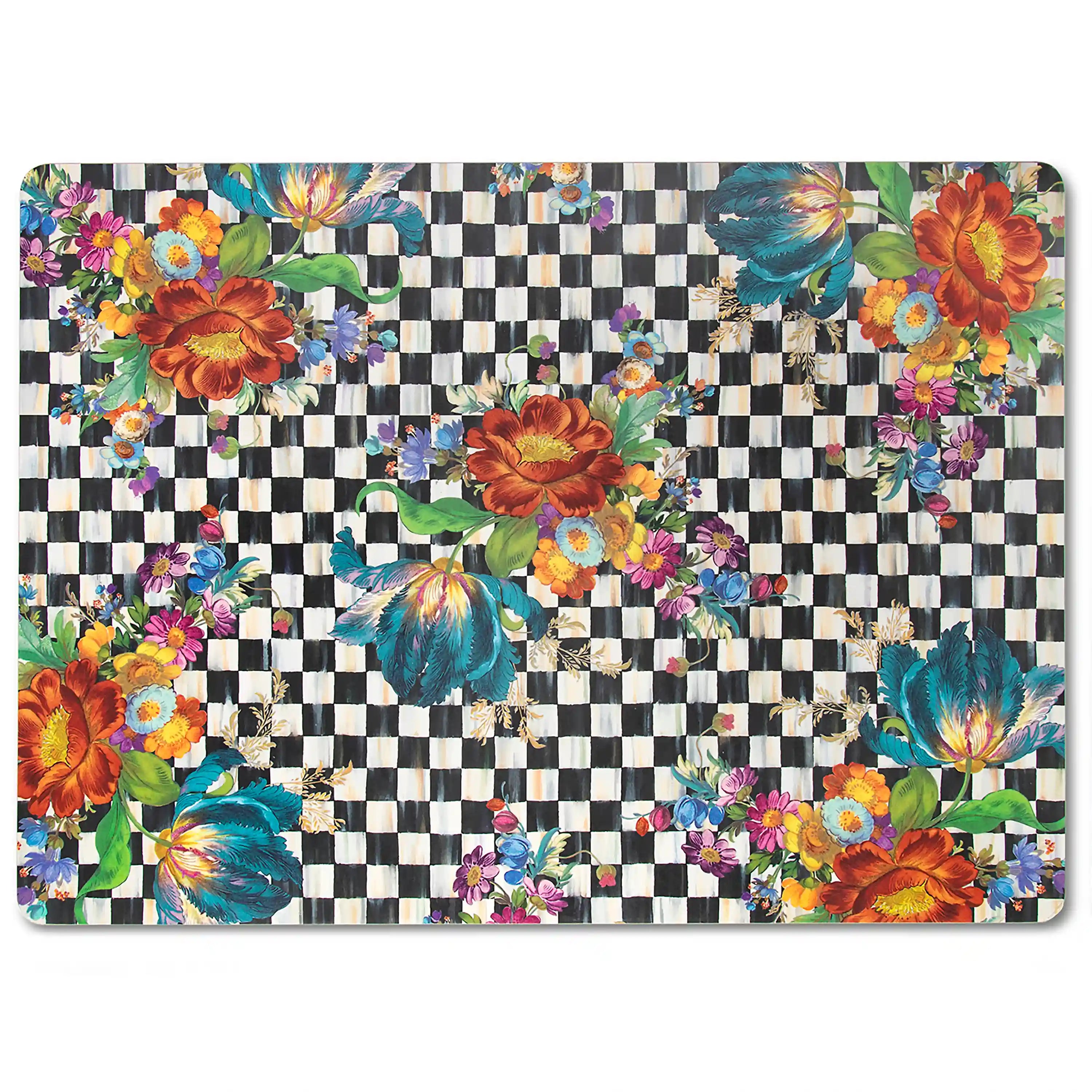 Rosy Check Cork Back Placemats, Set of 4