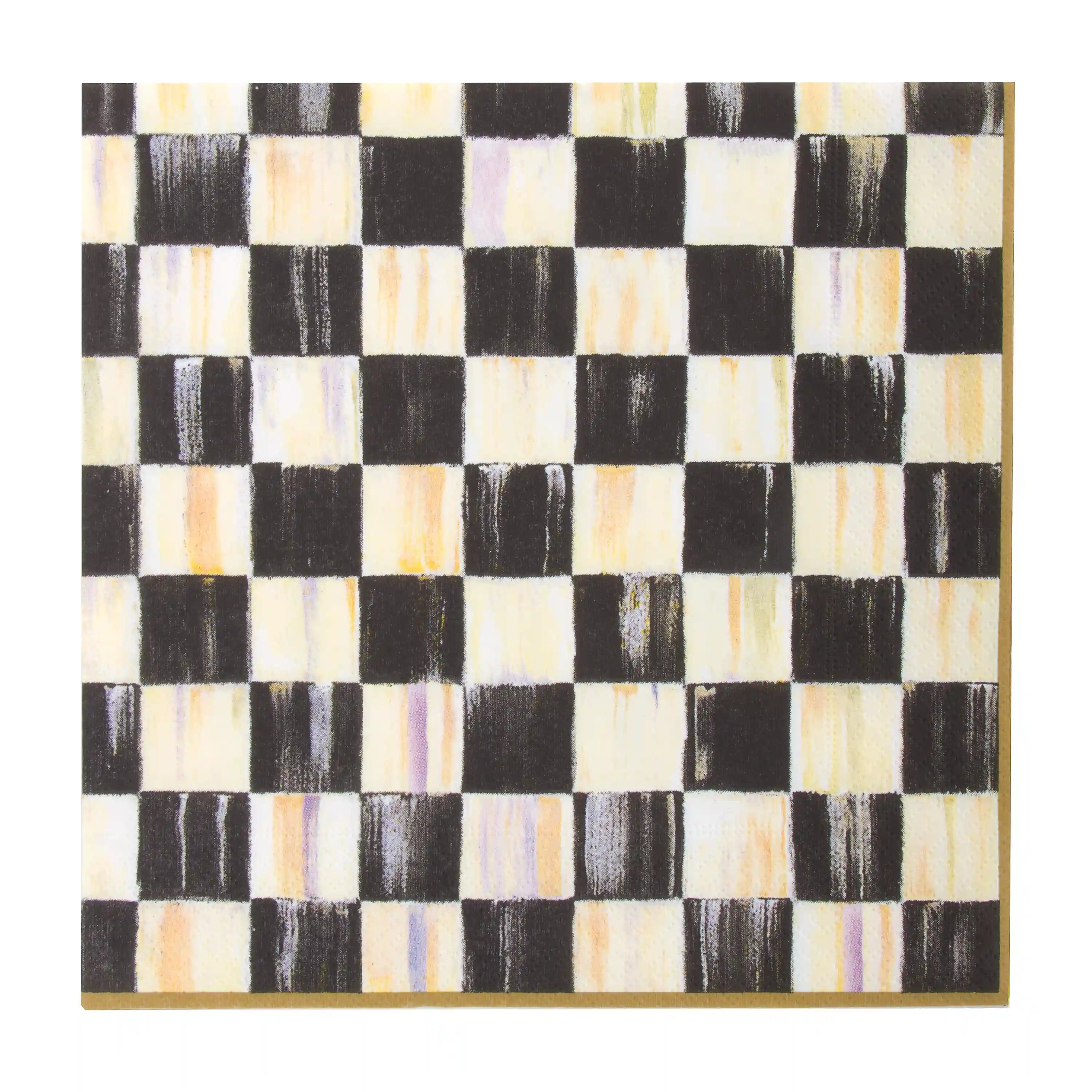 Mocha Check Dinner Paper Napkins