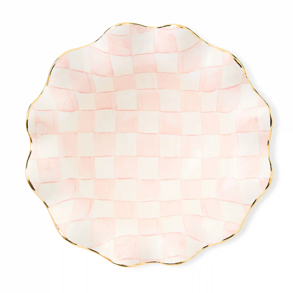 Violet Check Medium Ceramic Fluted Serving Bowl