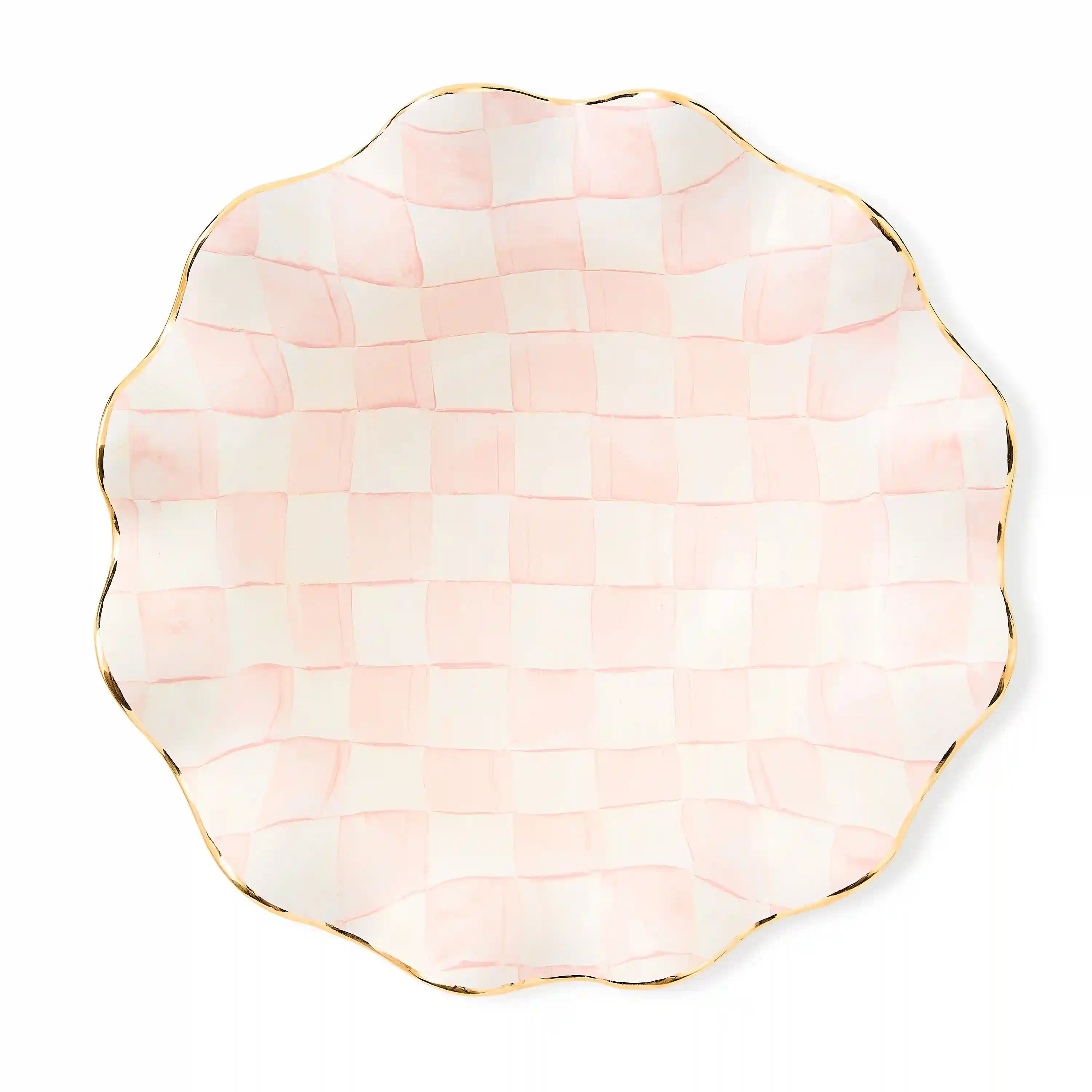 Rosy Check Medium Ceramic Fluted Serving Bowl