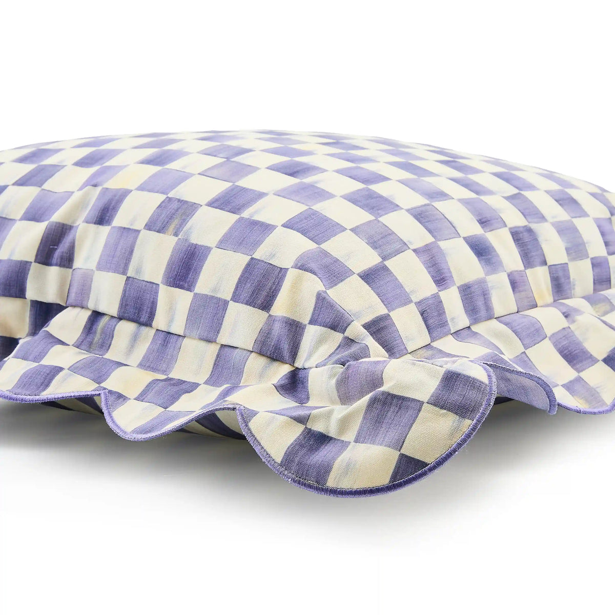 Mocha Check Reversible Scalloped Lumbar Throw Pillow