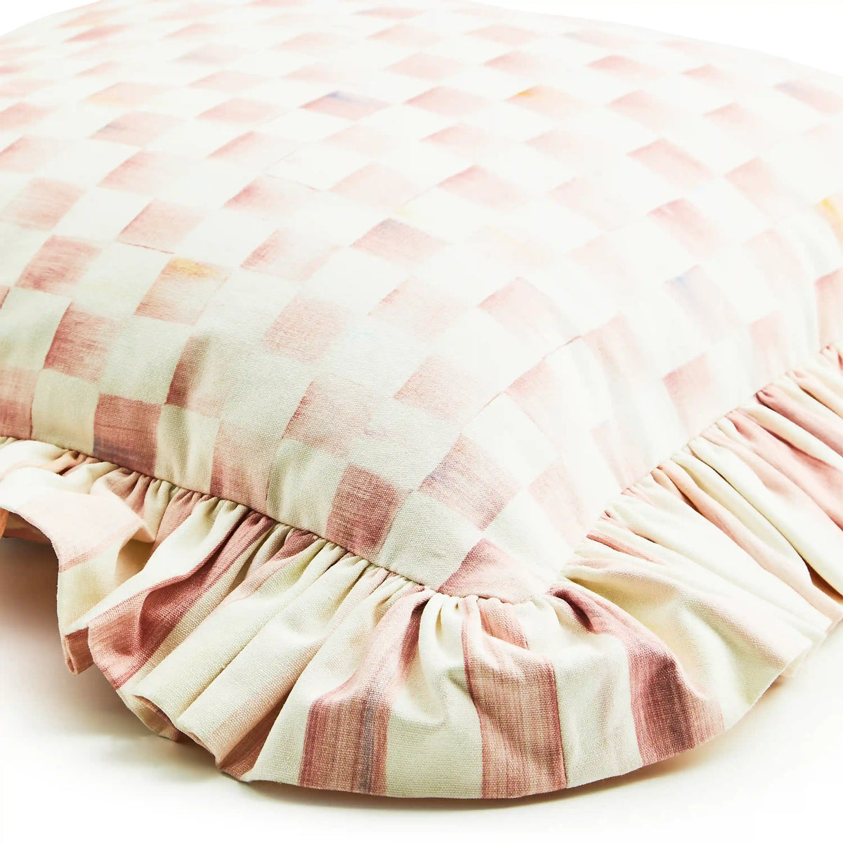 Rosy Stripe Ruffle Throw Pillow