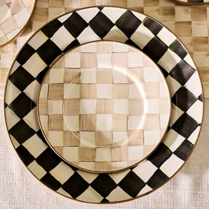 Mocha Check Salad Plate