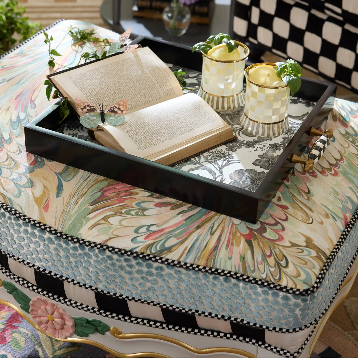 Wild Rose White Serving Tray