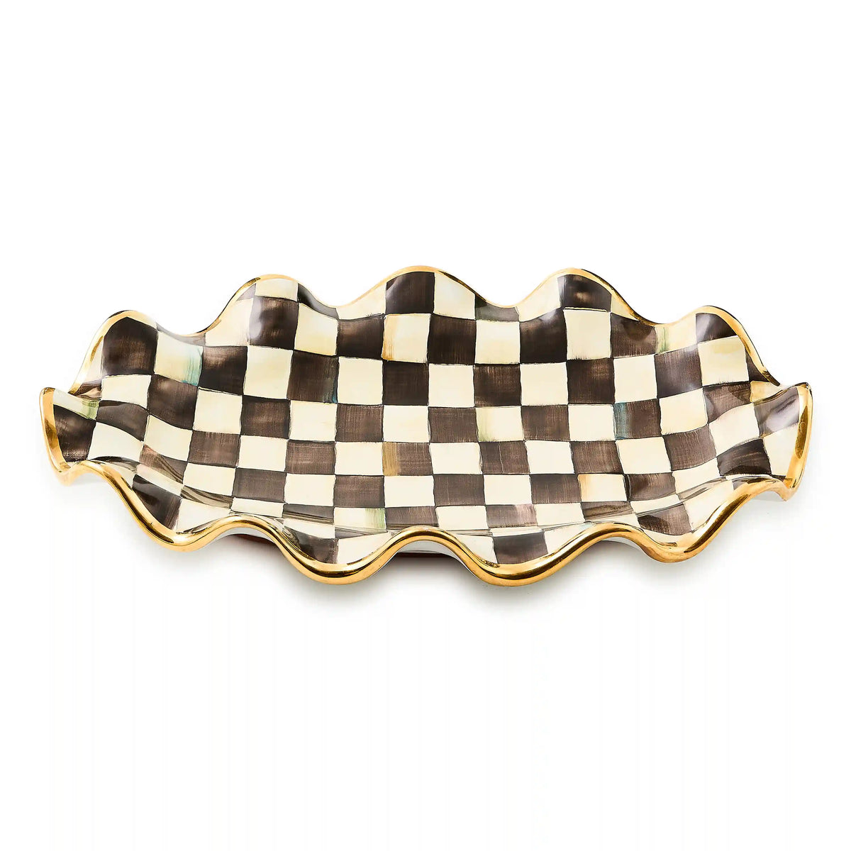 Mocha Check Ceramic Serving Platter