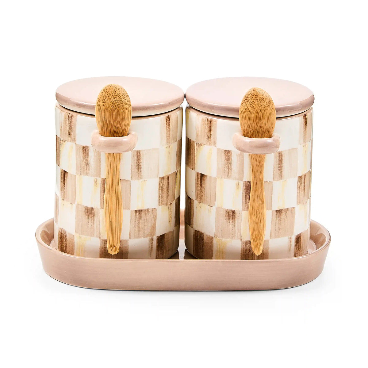 Rosy Check Farmhouse Canisters, Set of 2