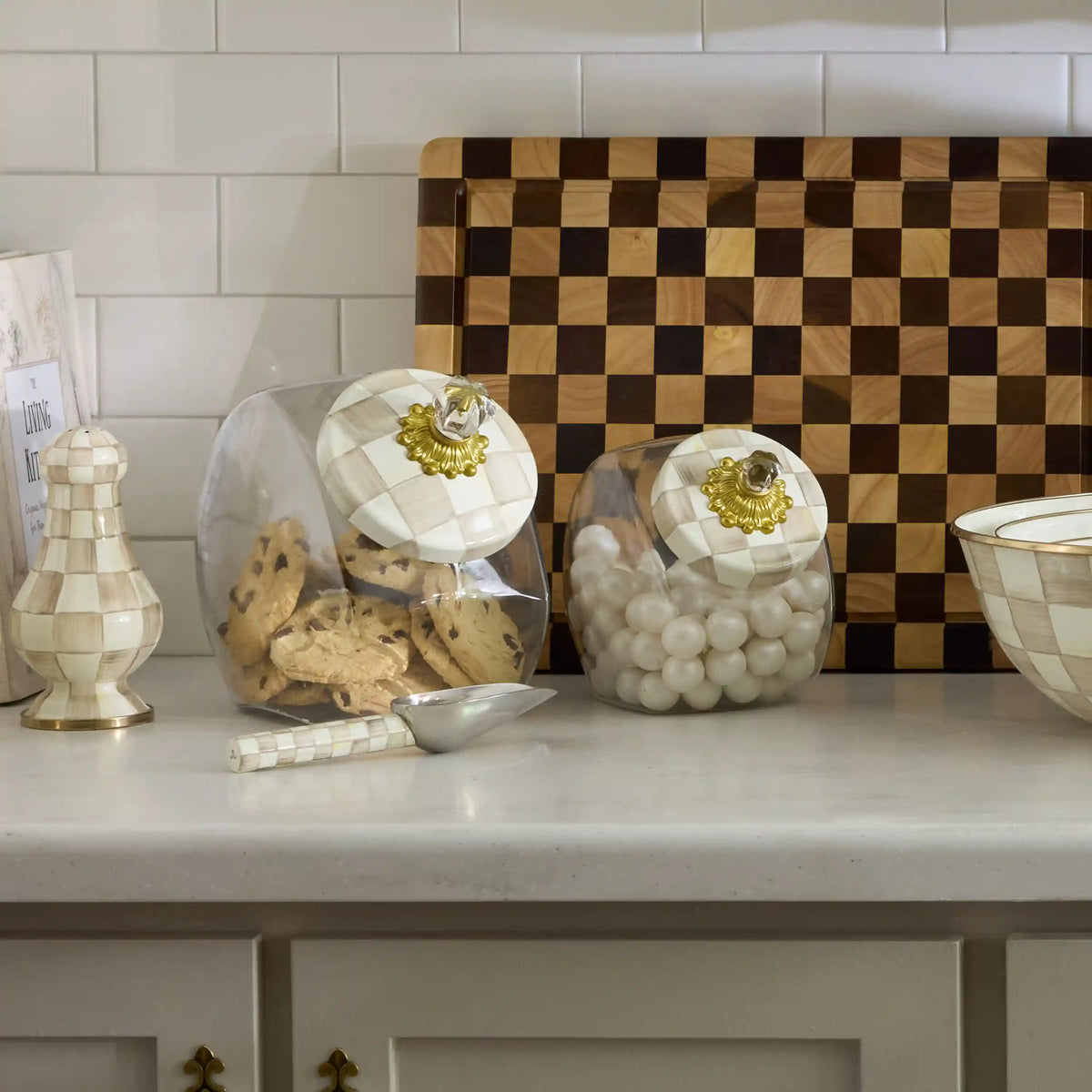 Sweets Jar with Sky Check Lid