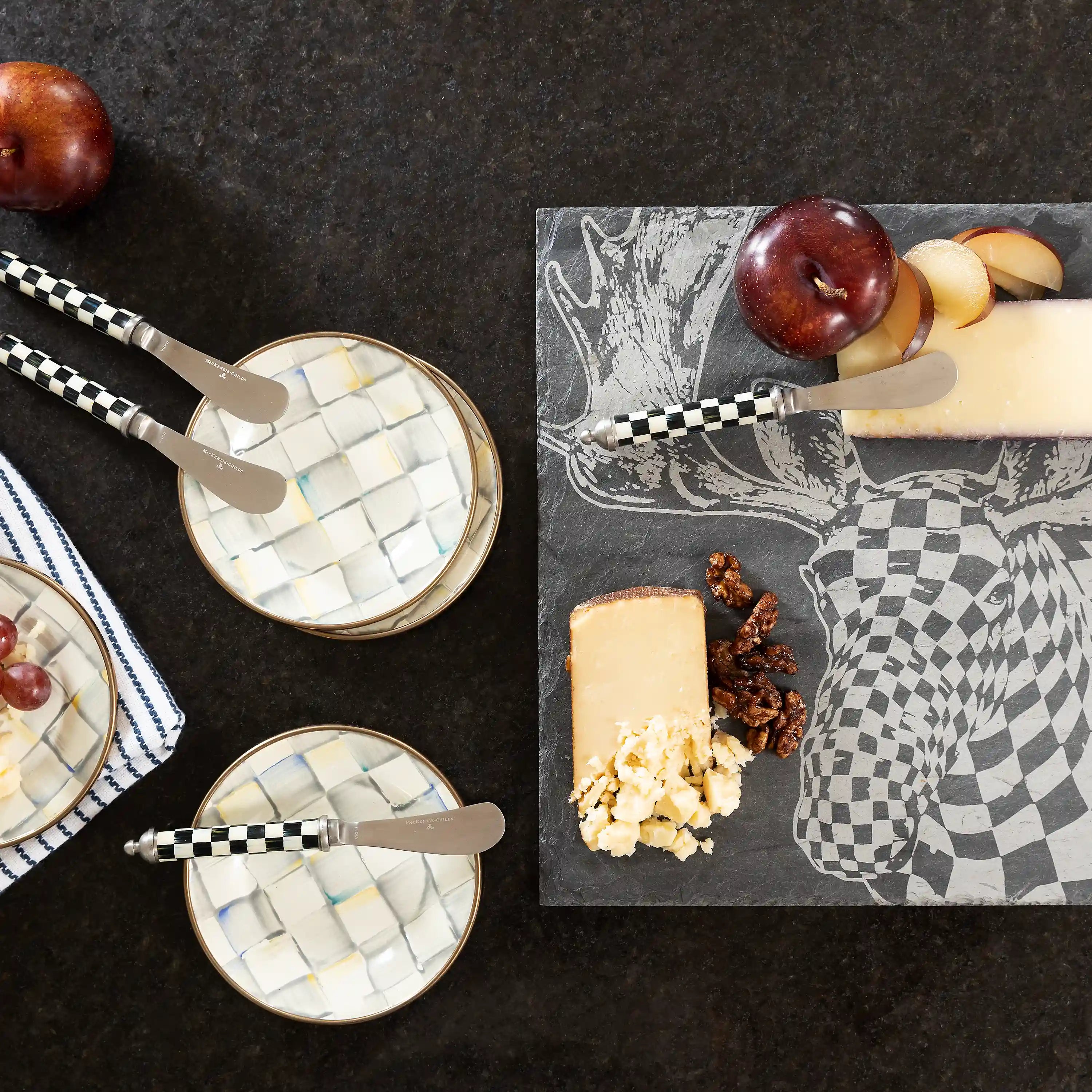 Rosy Check Appetizer Plates, Set of 4