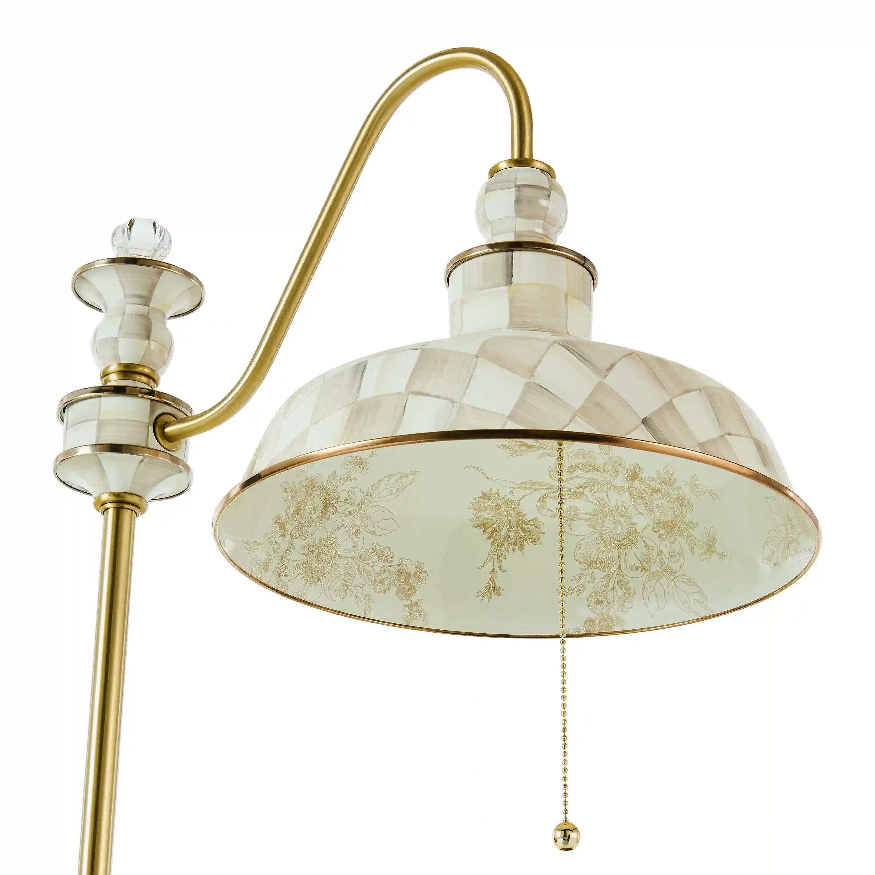 Mocha Check Farmhouse Floor Lamp