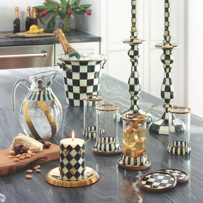 Courtly Check Enamel Coasters, Set of 4