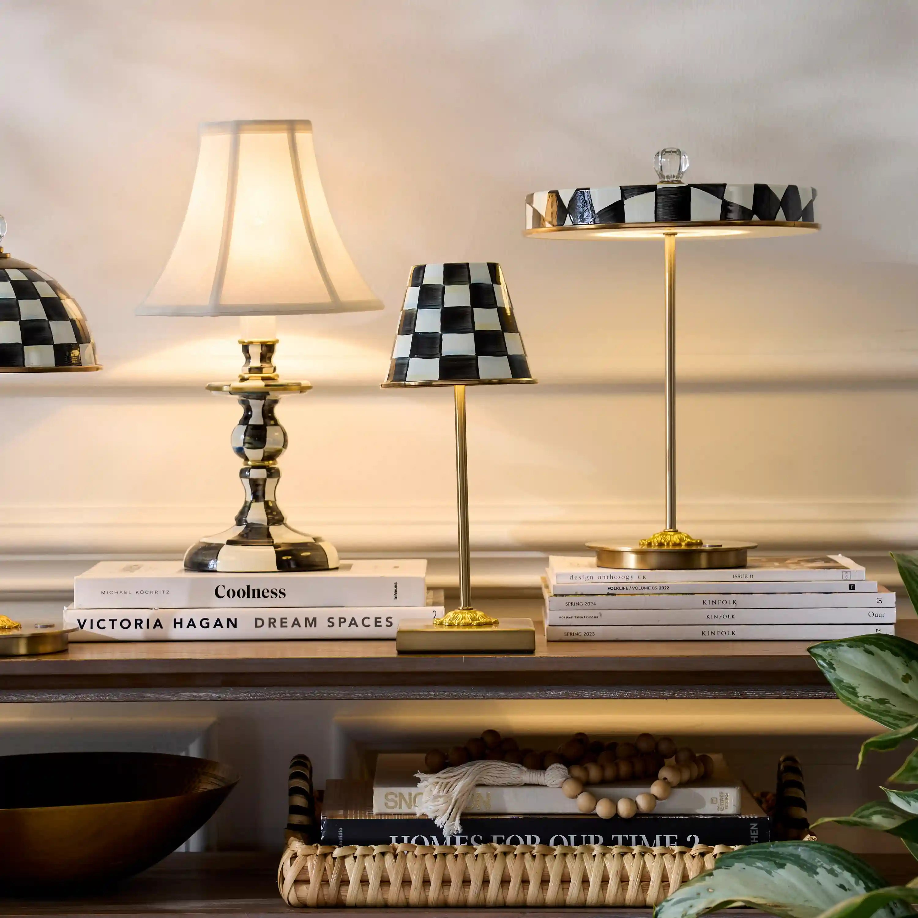 Sterling Check LED Rechargeable Cafe Table Lamp