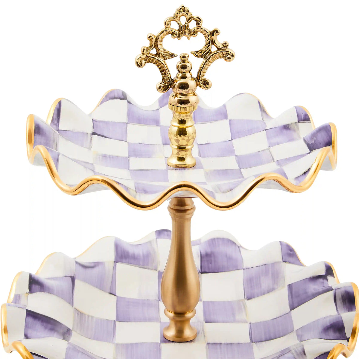 Sterling Check Ceramic Three Tier Sweet Stand
