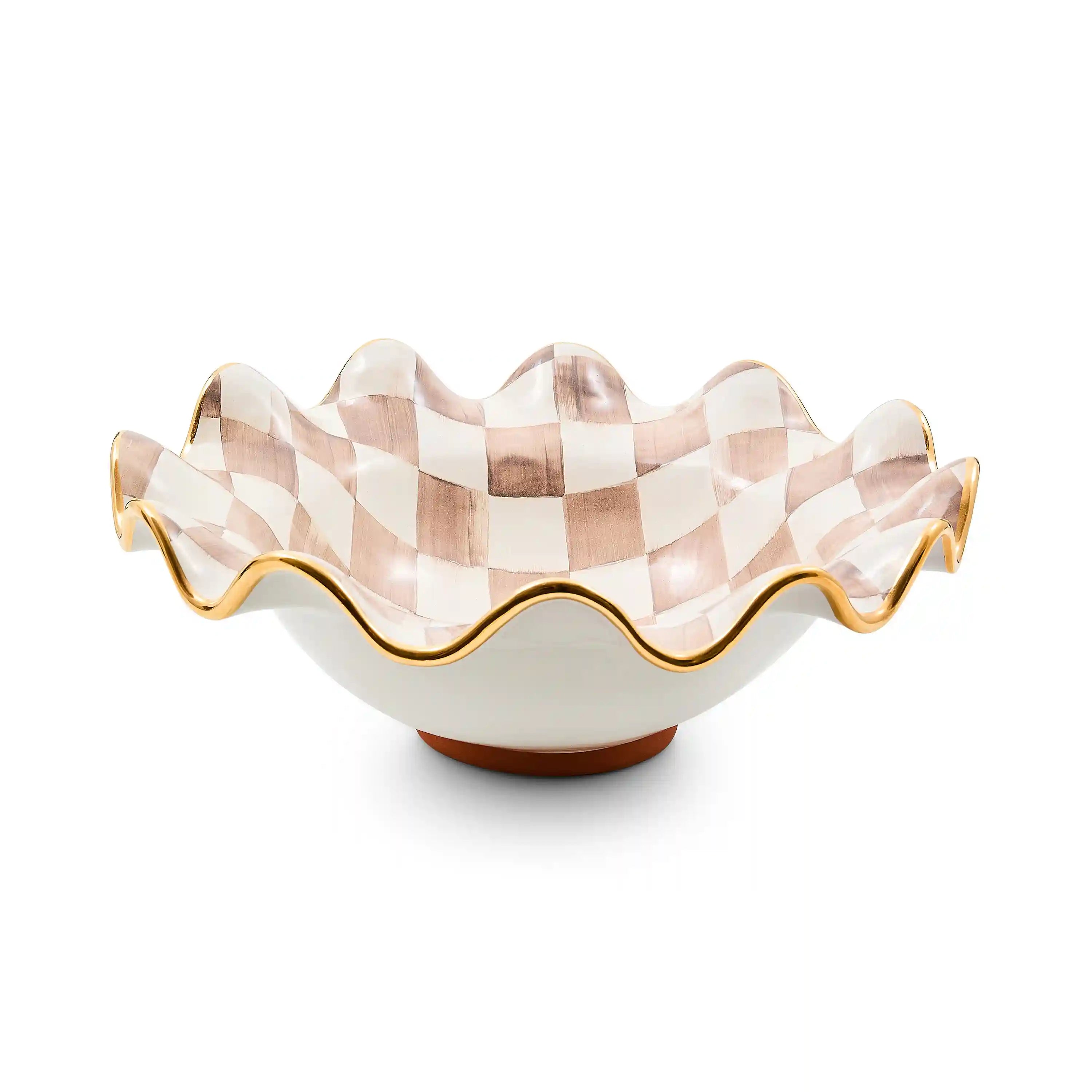 Violet Check Medium Ceramic Fluted Serving Bowl