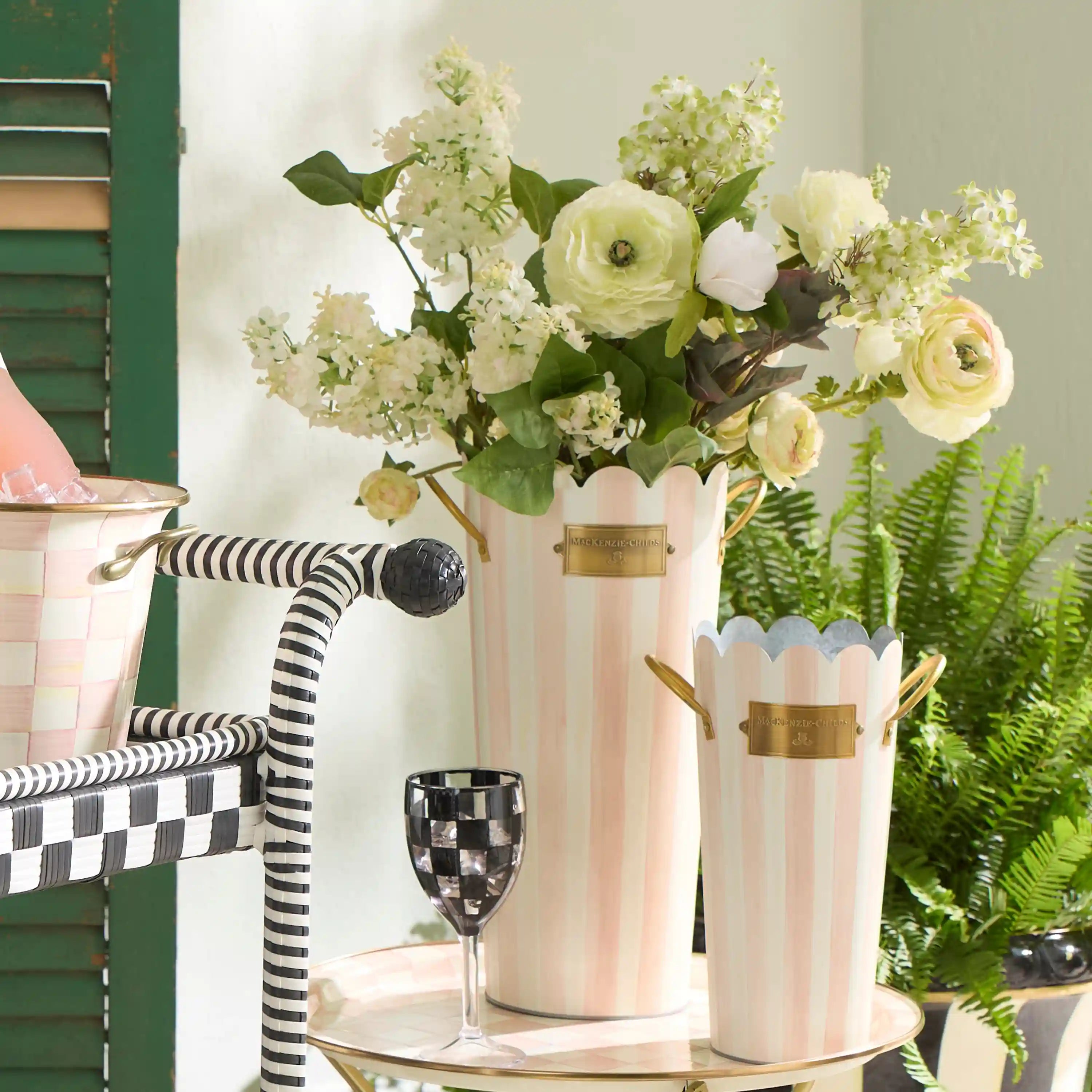 Courtly Stripe Flower Buckets, Set of 3