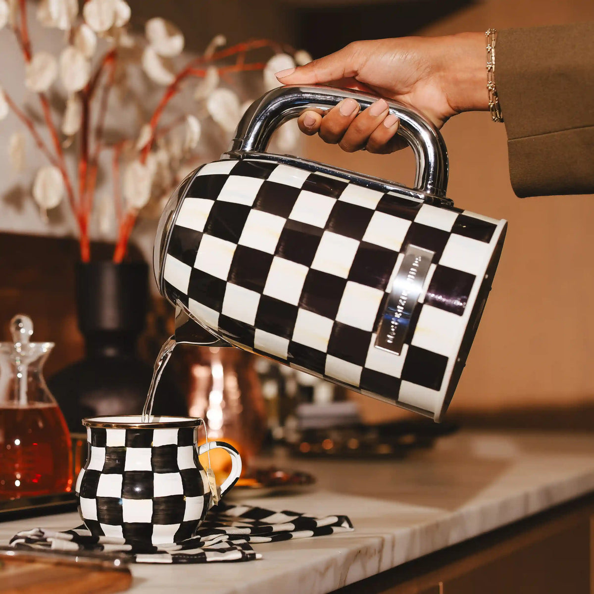 Mocha Check Electric Kettle