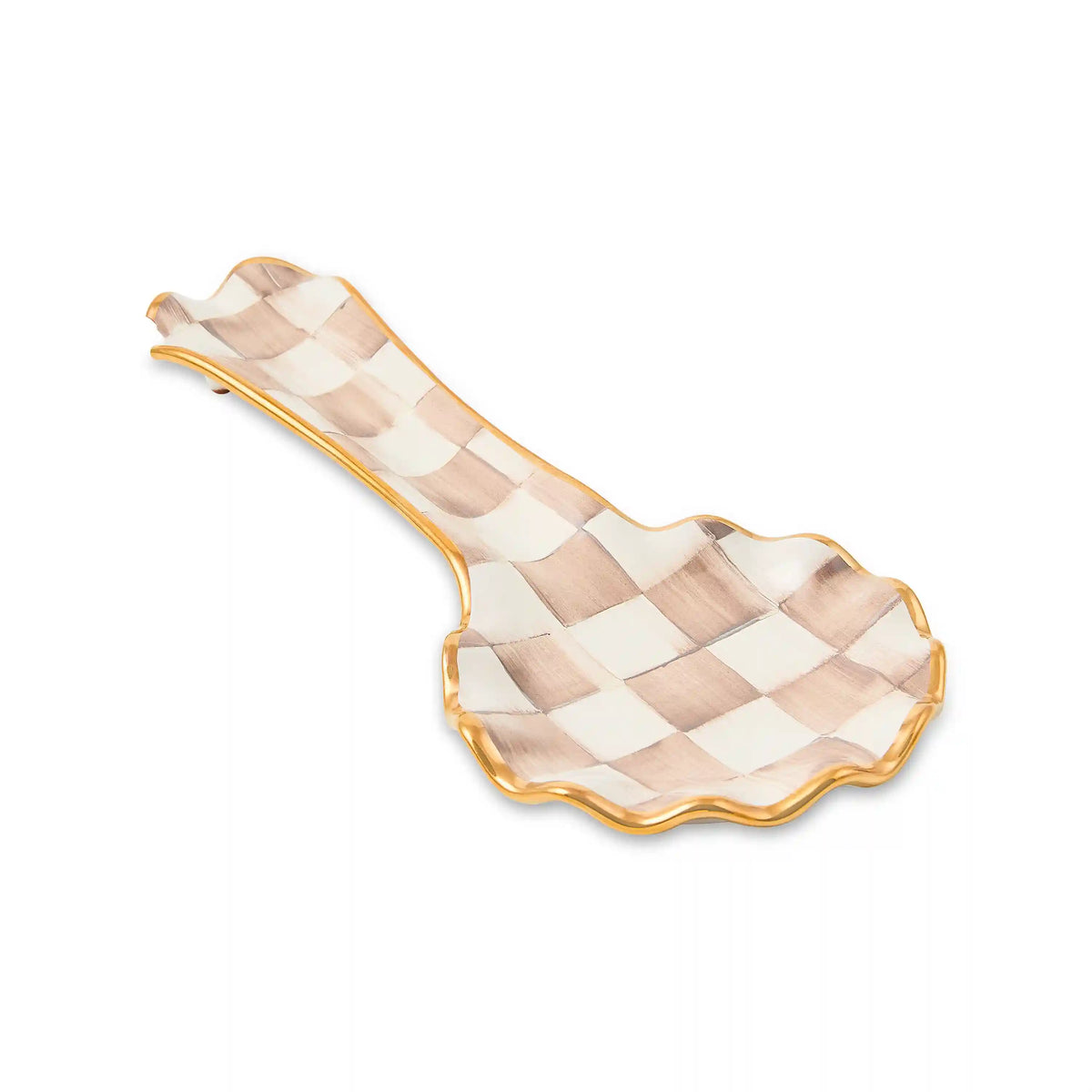 Violet Check Ceramic Spoon Rest