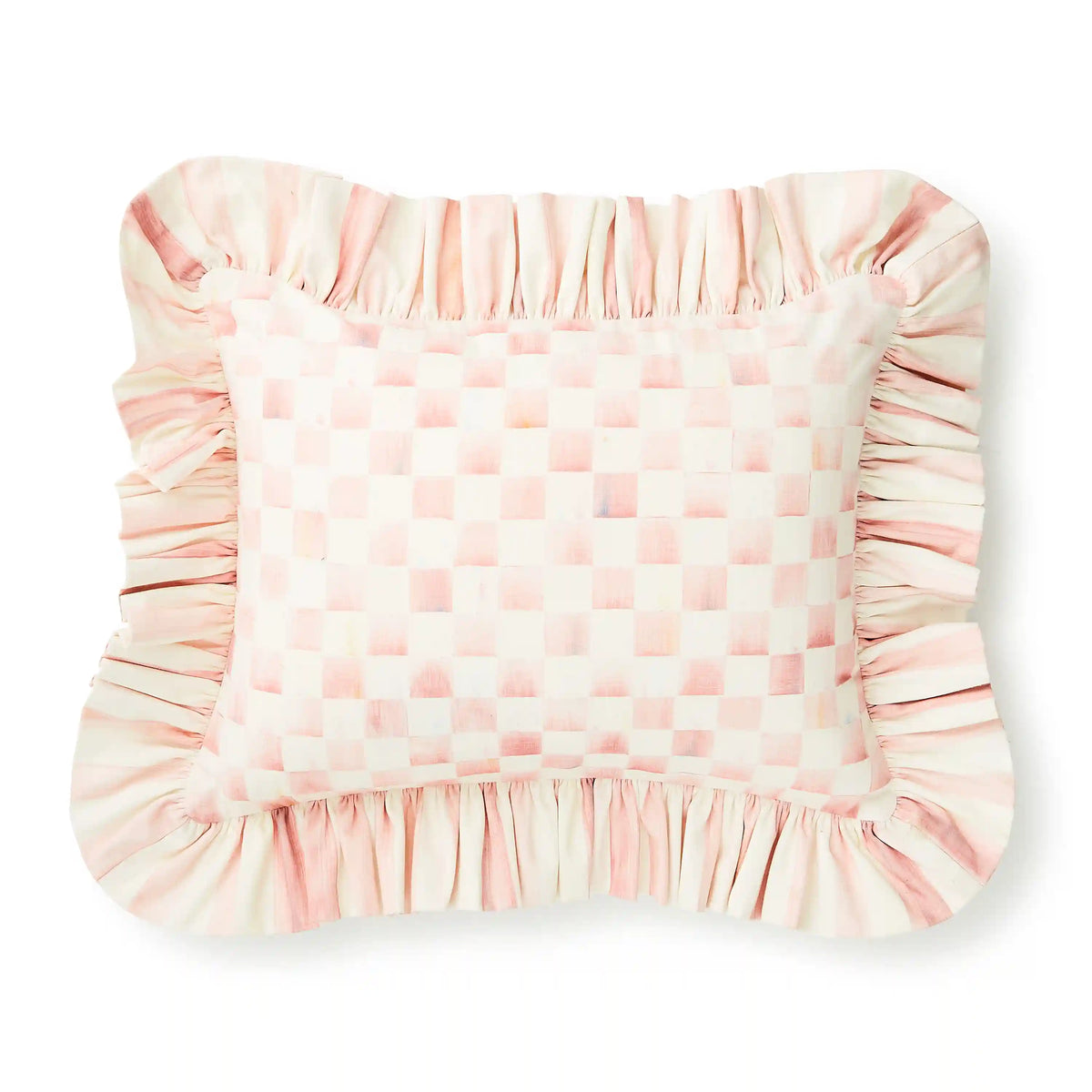 Mocha Check Throw Pillow with Ruffle