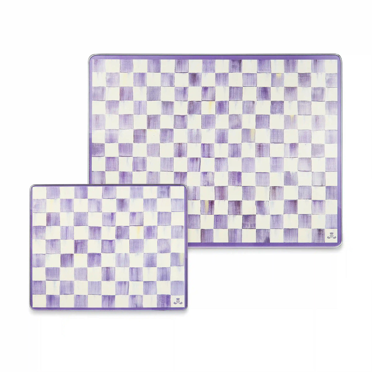 Rosy Check Glass Cutting Boards, Set of 2
