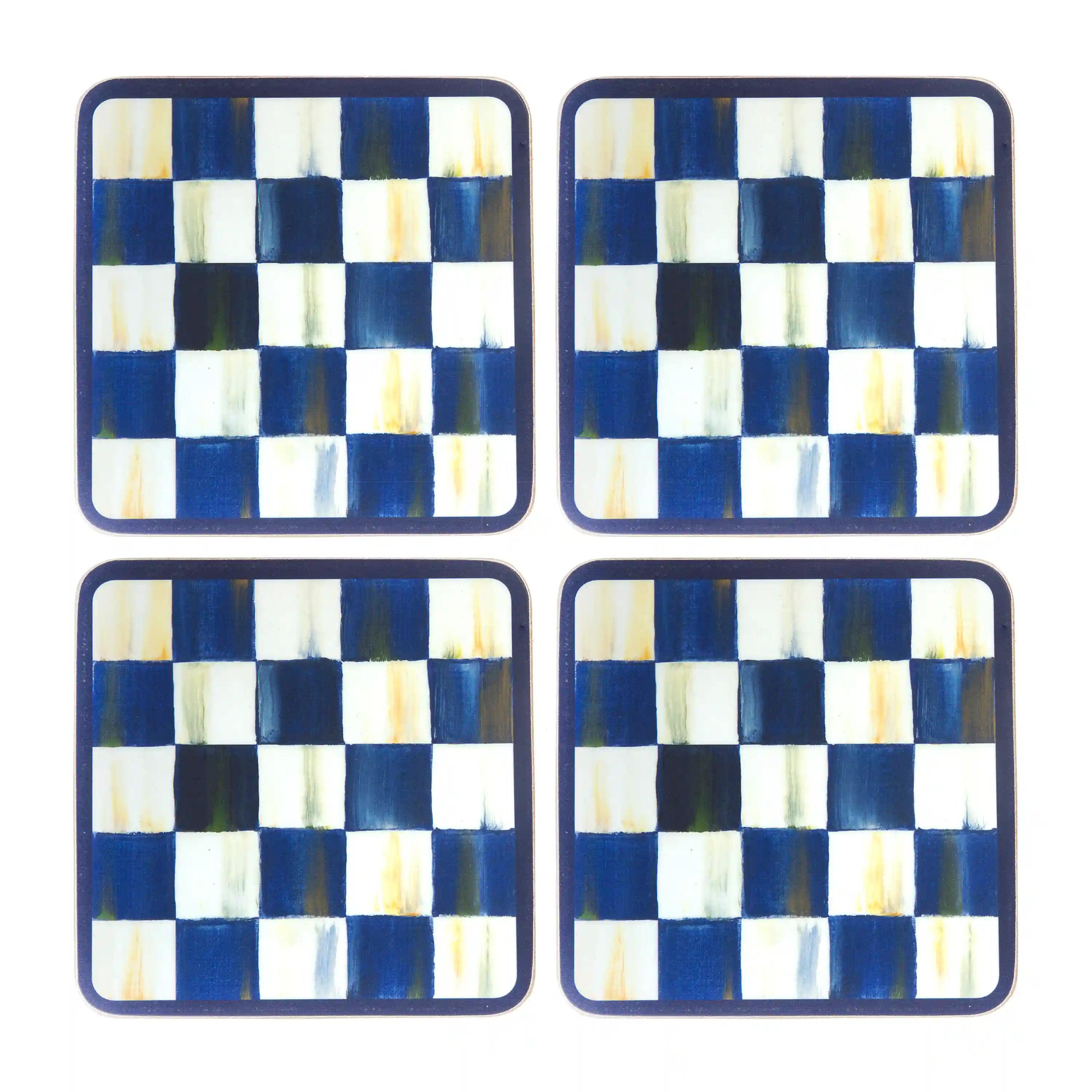 Royal Check Cork Back Coasters, Set of 4