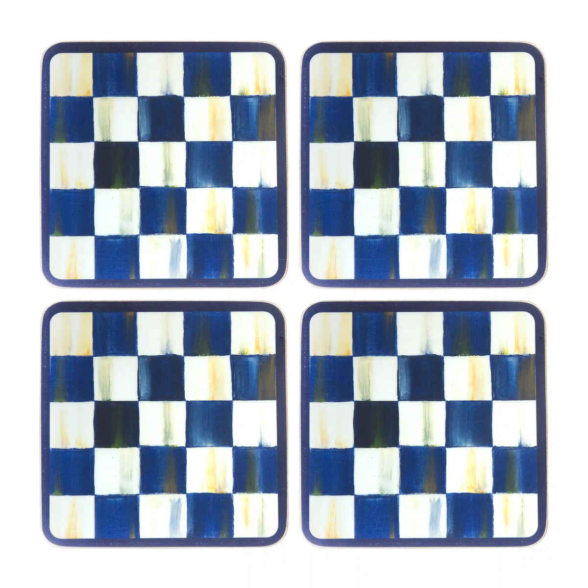 Rosy Check Cork Back Coasters, Set of 4