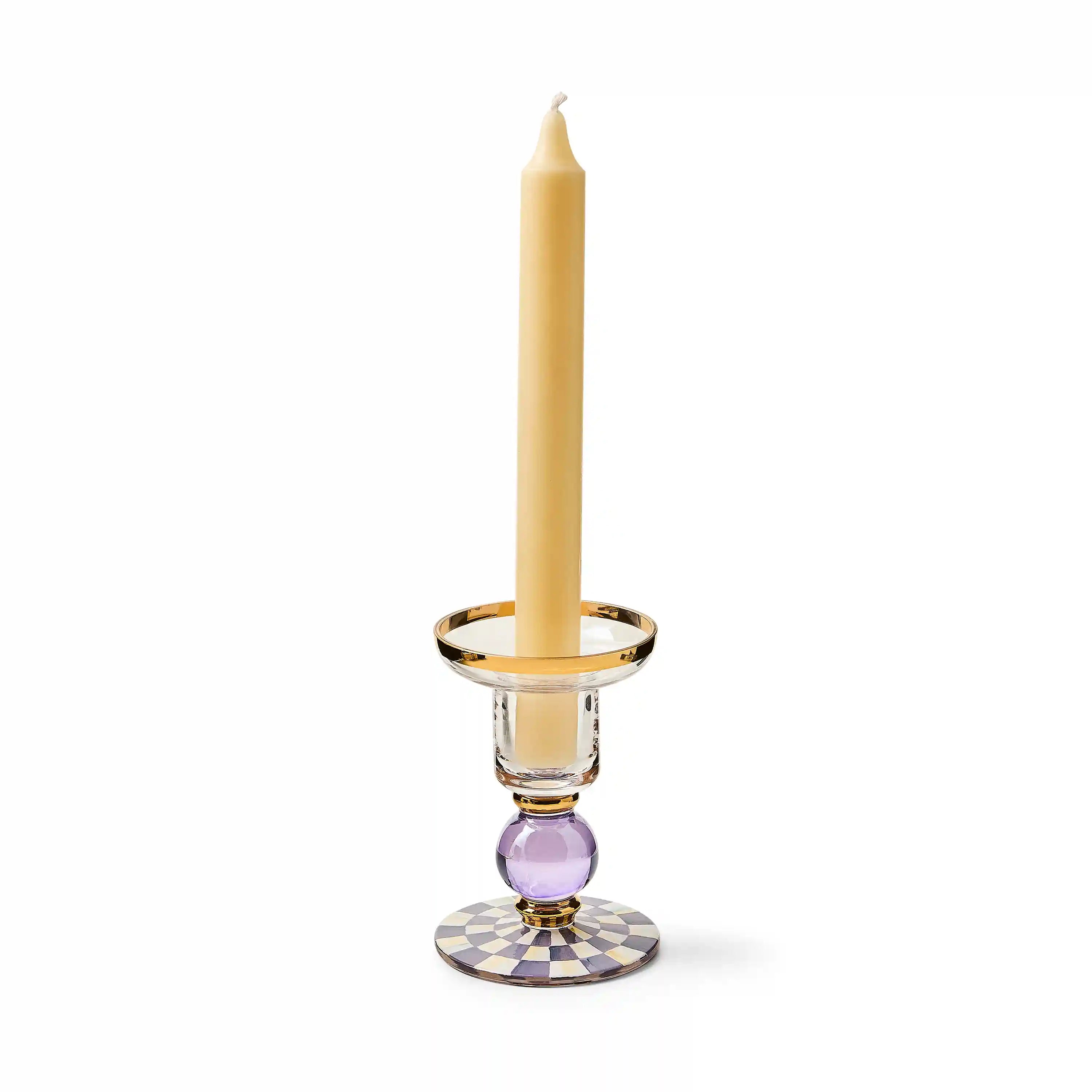 Sterling Check Small Glass Candlestick